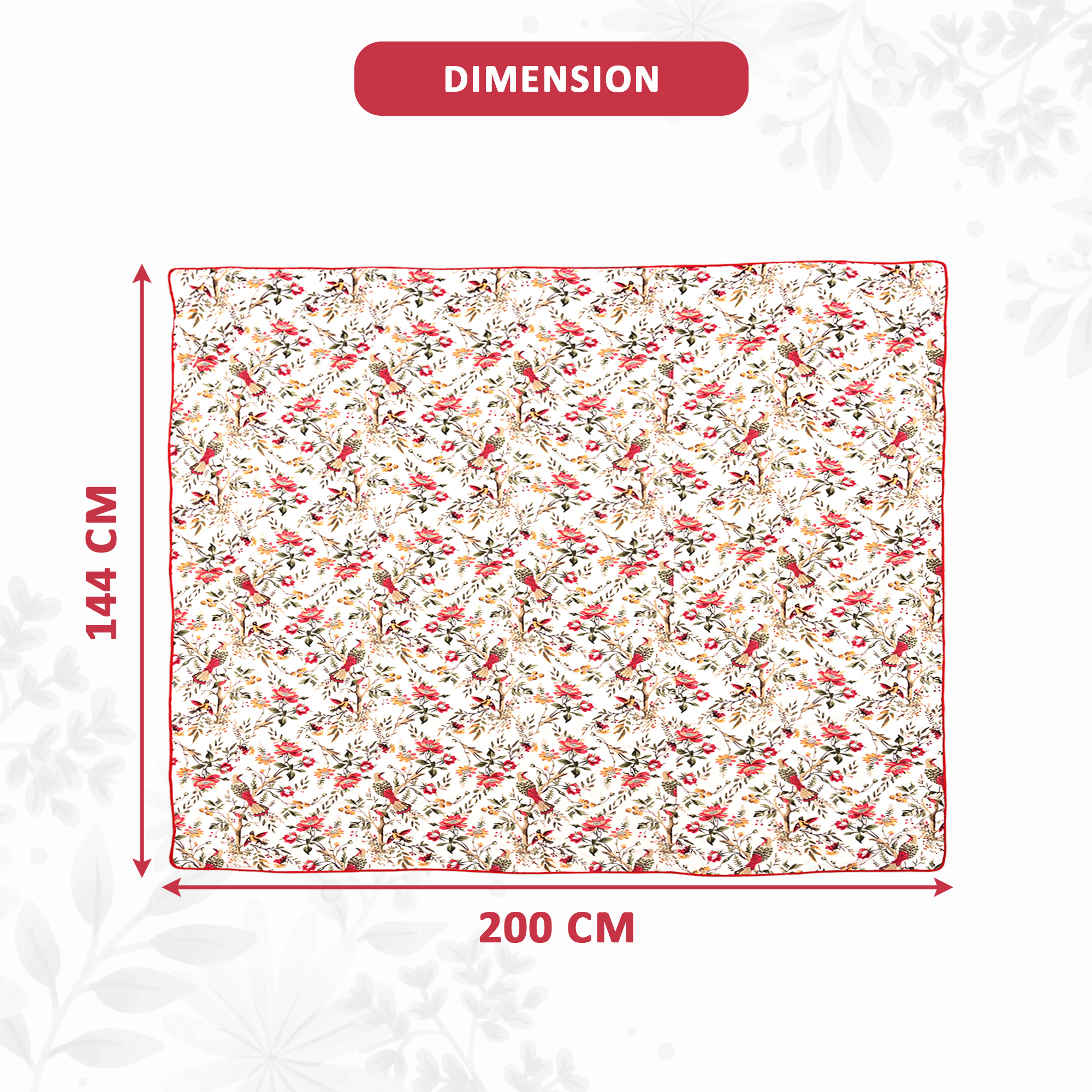 Kuber Industries Dohar Double Bed Cotton AC Blanket for Summer  Lightweight Comforter Winter Rajai Red Bird Print Dohar - White  Red