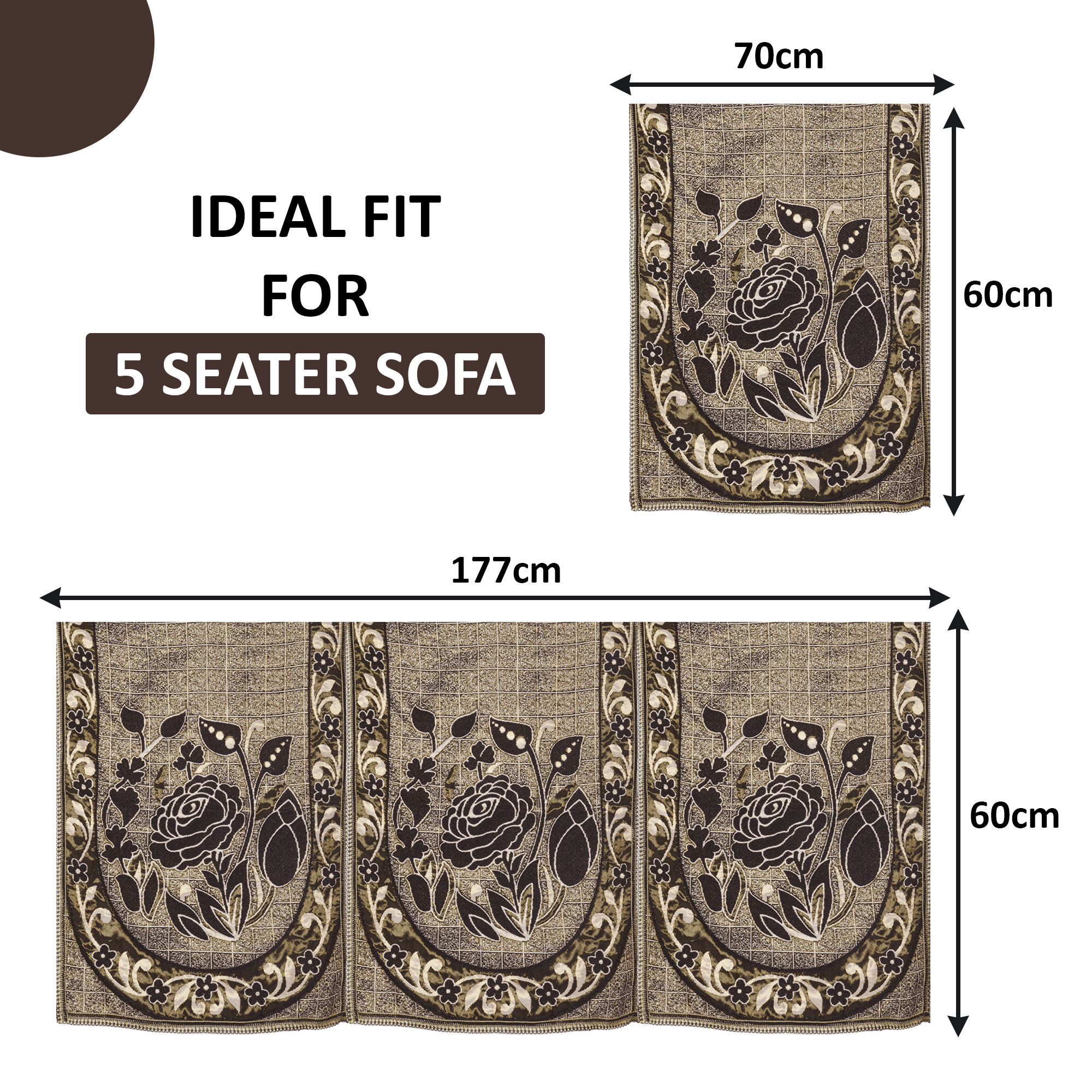 Kuber Industries Set of 10 5 seater sofa cover for Living Room  Durable  Stylish Sofa Slipcover Protector for Home Living Room  Office  Rose -Green  Brown