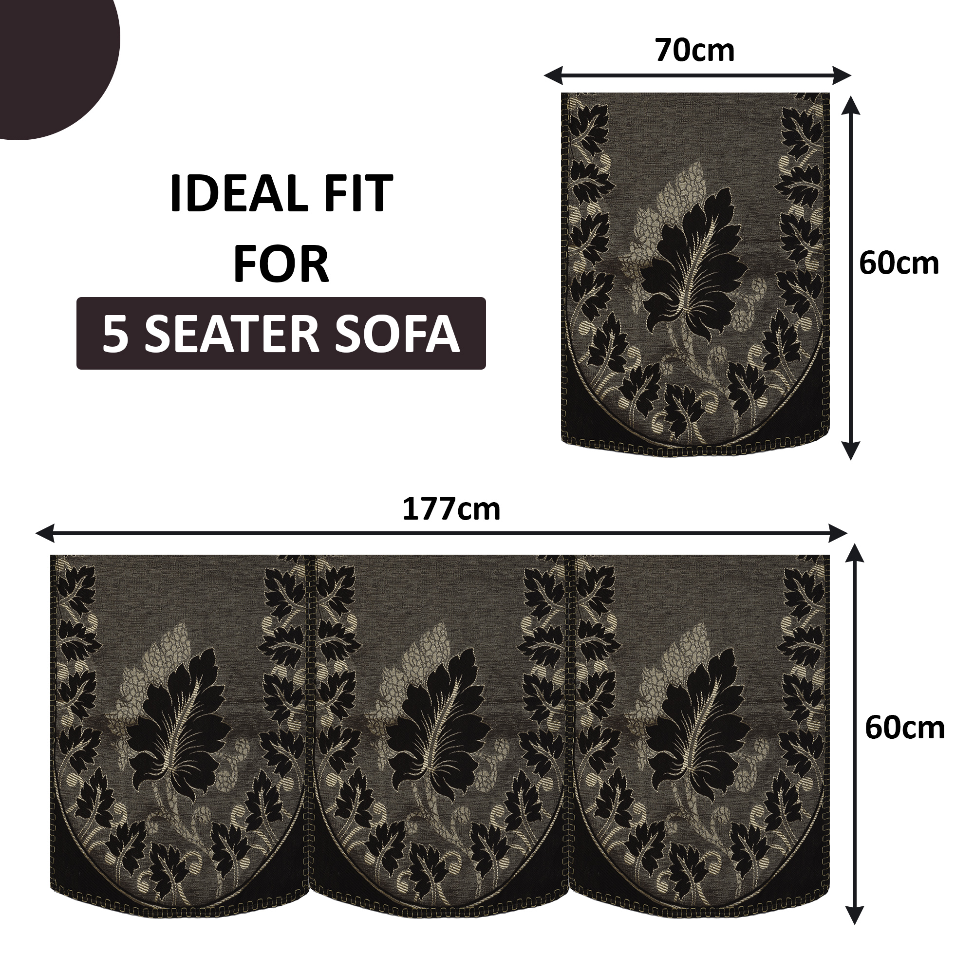 Kuber Industries Set of 10 Decorative Sofa Cover 5 Seater for Living Room  Durable Sofa Cover Protector for Home Living Room  Office  Leaf - Gold  Brown