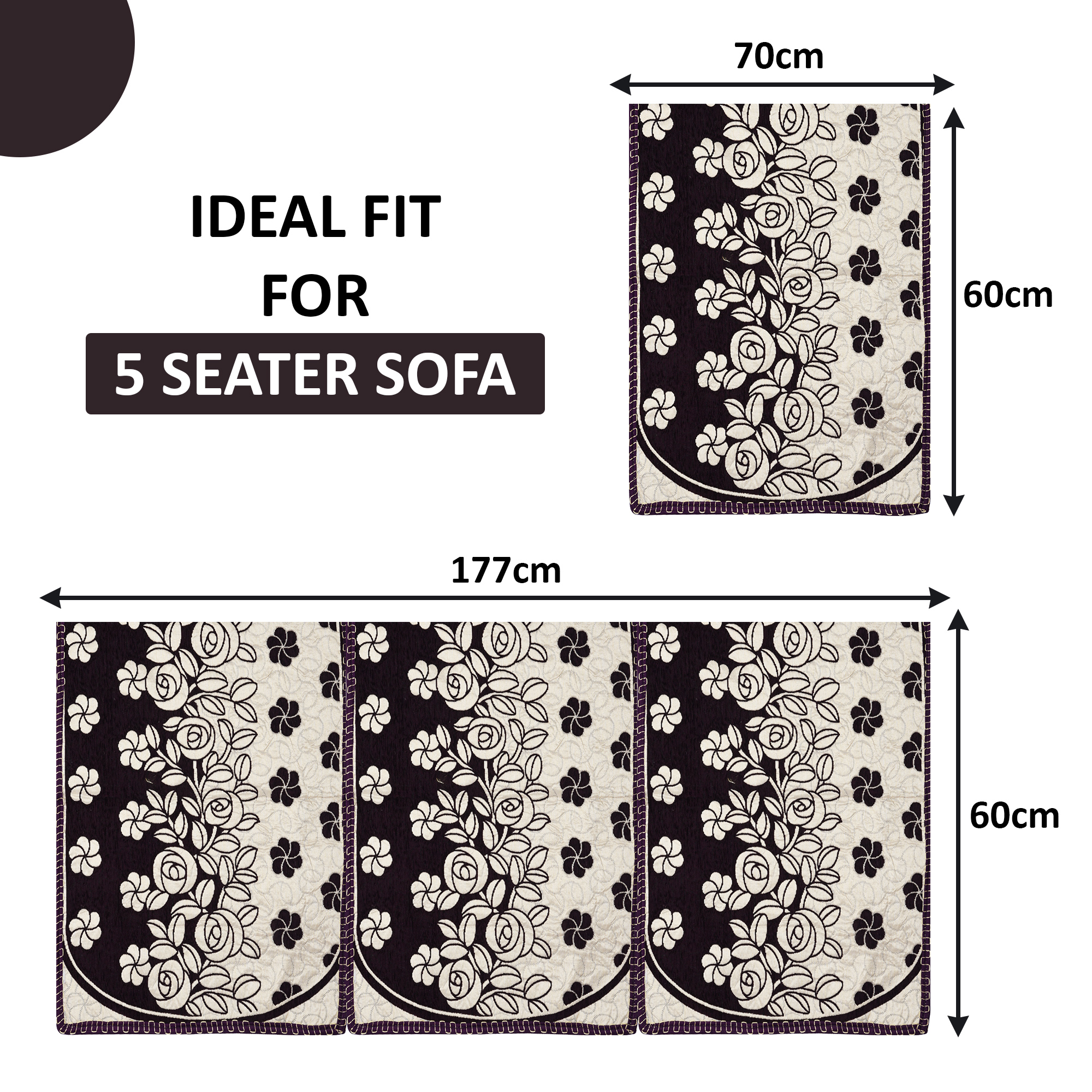 Kuber Industries Set of 10 Decorative Sofa Cover 5 Seater for Living Room  Durable Sofa Cover Protector for Home Living Room  Office  Gulab - Cream  Wine