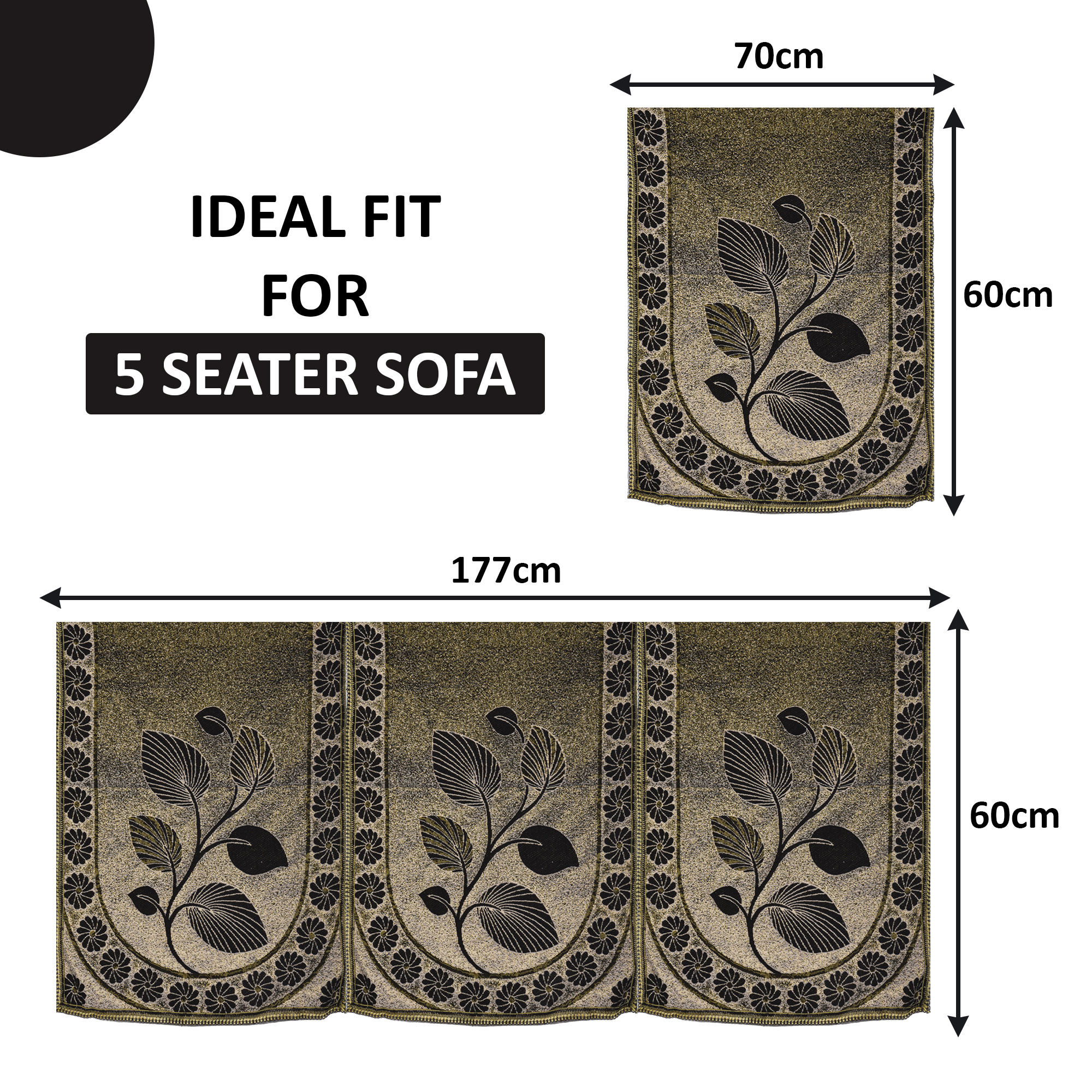 Kuber Industries Set of 10 5 seater sofa cover for Living Room  Durable  Stylish Sofa Slipcover Protector for Home Living Room  Office  Leaf Design -Brown