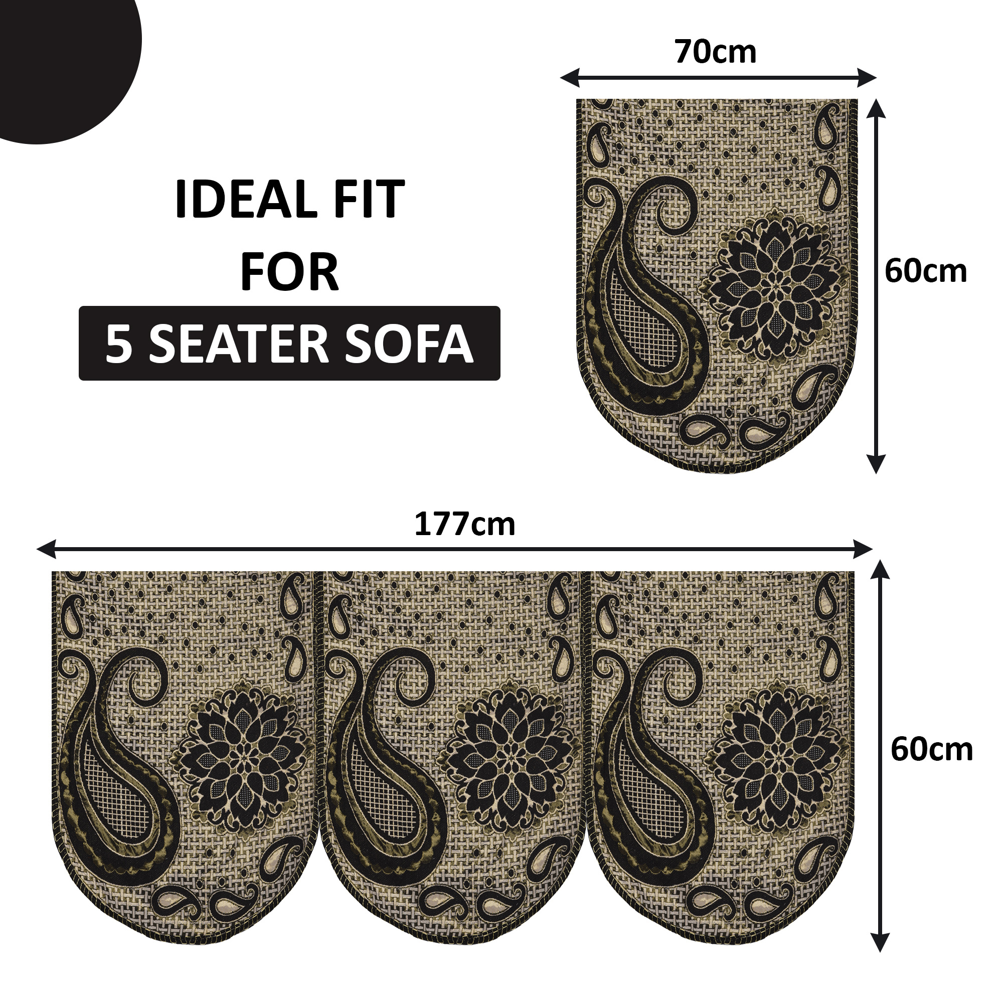 Kuber Industries Set of 10 5 seater sofa cover for Living Room  Durable  Stylish Sofa Slipcover Protector for Home Living Room  Office  Carry Flower -Brown