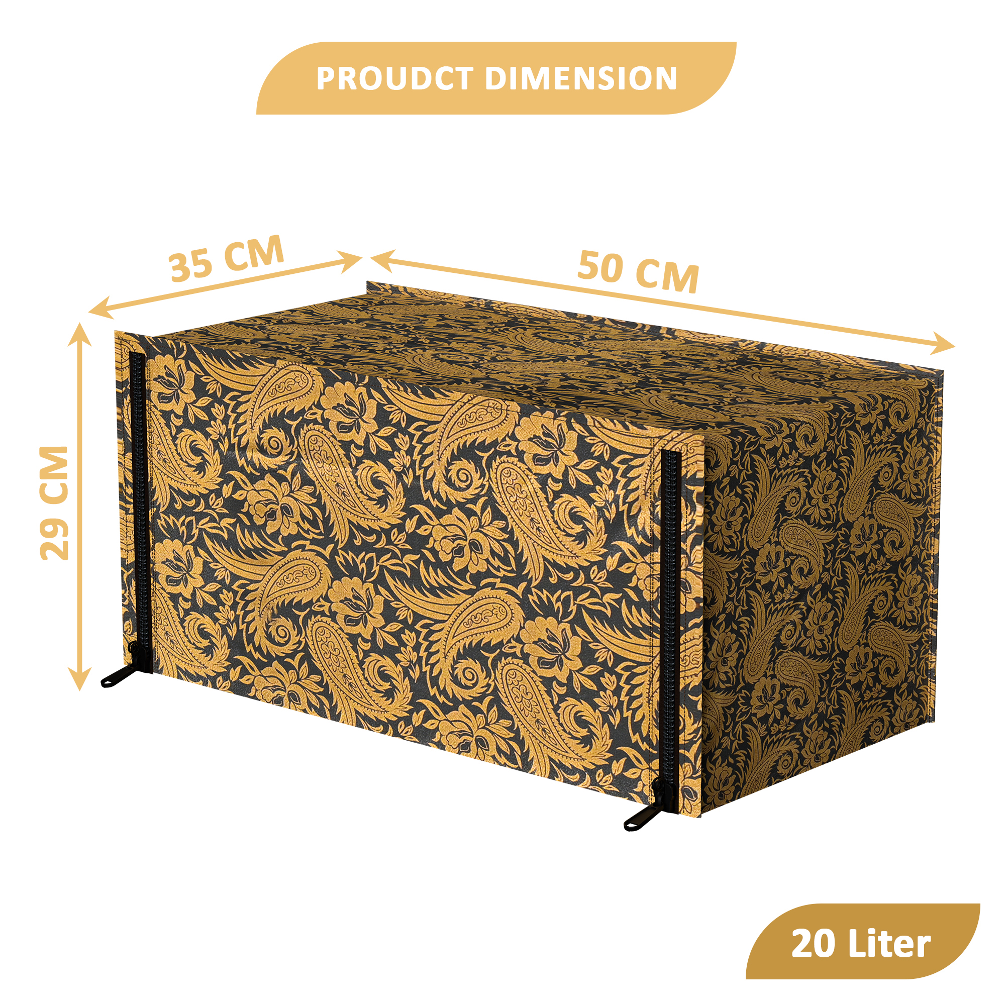 Kuber Industries 20L PVC Dustproof  Spill Resistant Microwave Cover with Ventillation Mesh  Durable Convection  Oven OTG CoversAccessories for Home Decor  Multi Floral-BlackGolden