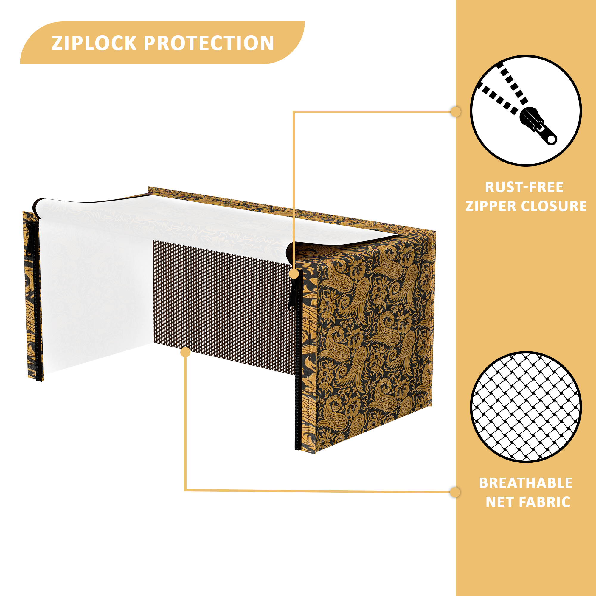 Kuber Industries 20L PVC Dustproof  Spill Resistant Microwave Cover with Ventillation Mesh  Durable Convection  Oven OTG CoversAccessories for Home Decor  Multi Floral-BlackGolden