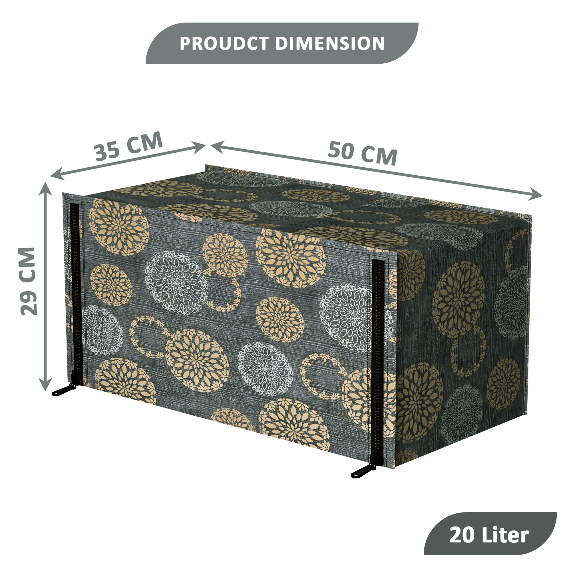 Kuber Industries 20L PVC Dustproof  Spill Resistant Microwave Cover with Ventillation Mesh  Durable Convection  Oven OTG CoversAccessories for Home Decor  Multi Floral-BlackSilver