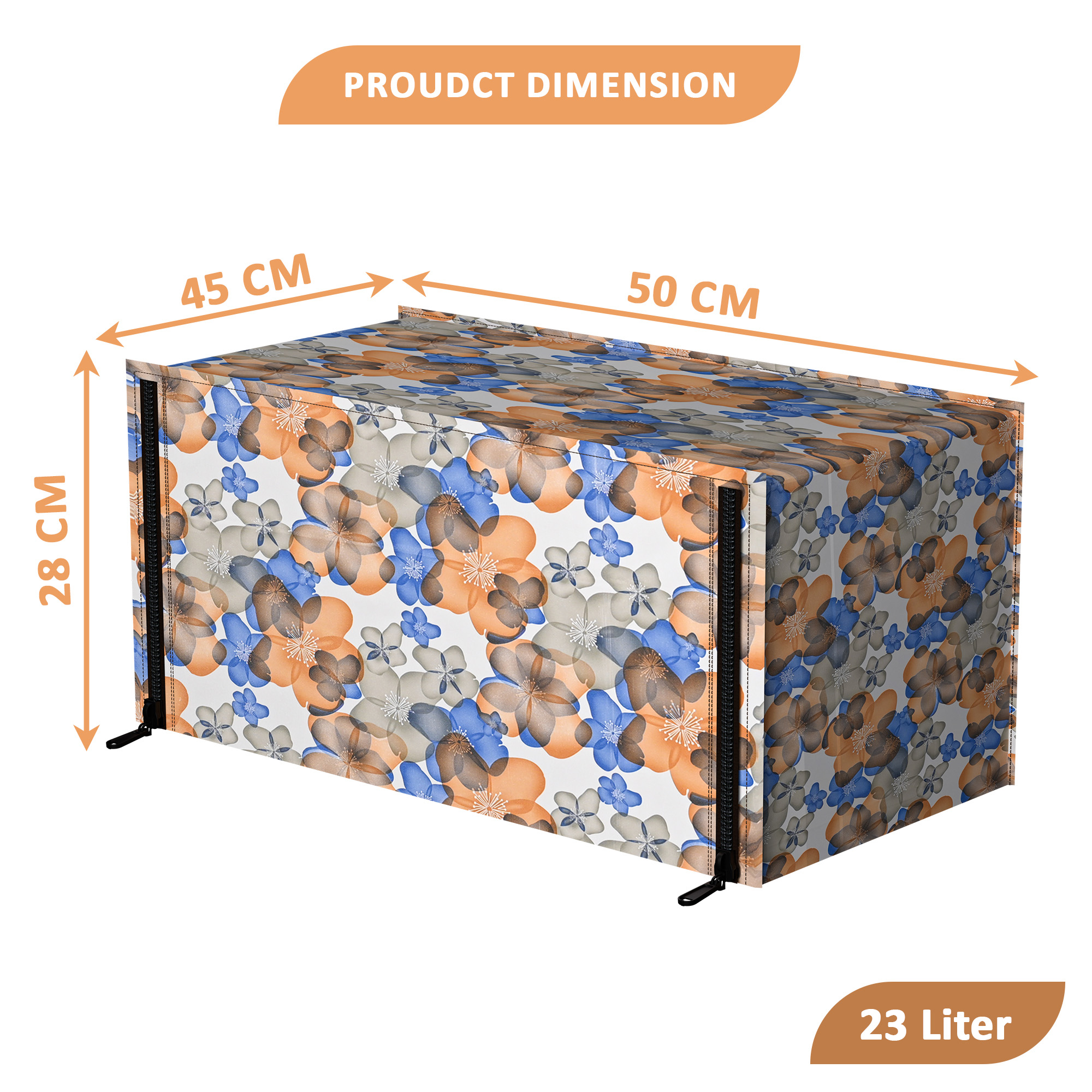 Kuber Industries 23L PVC Dustproof  Spill Resistant Microwave Cover with Ventillation Mesh  Durable Convection  Oven OTG CoversAccessories for Home Decor  Multi Floral-WhiteBlue
