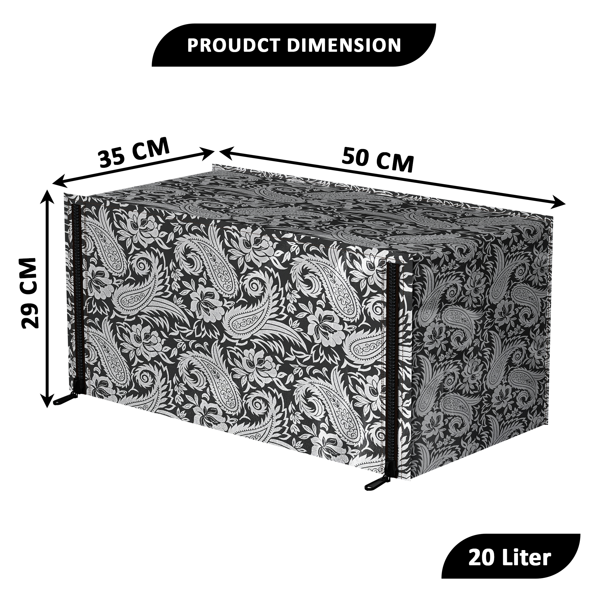 Kuber Industries 20L PVC Dustproof  Spill Resistant Microwave Cover with Ventillation Mesh  Durable Convection  Oven OTG CoversAccessories for Home Decor  Carry Floral-BlackSilver