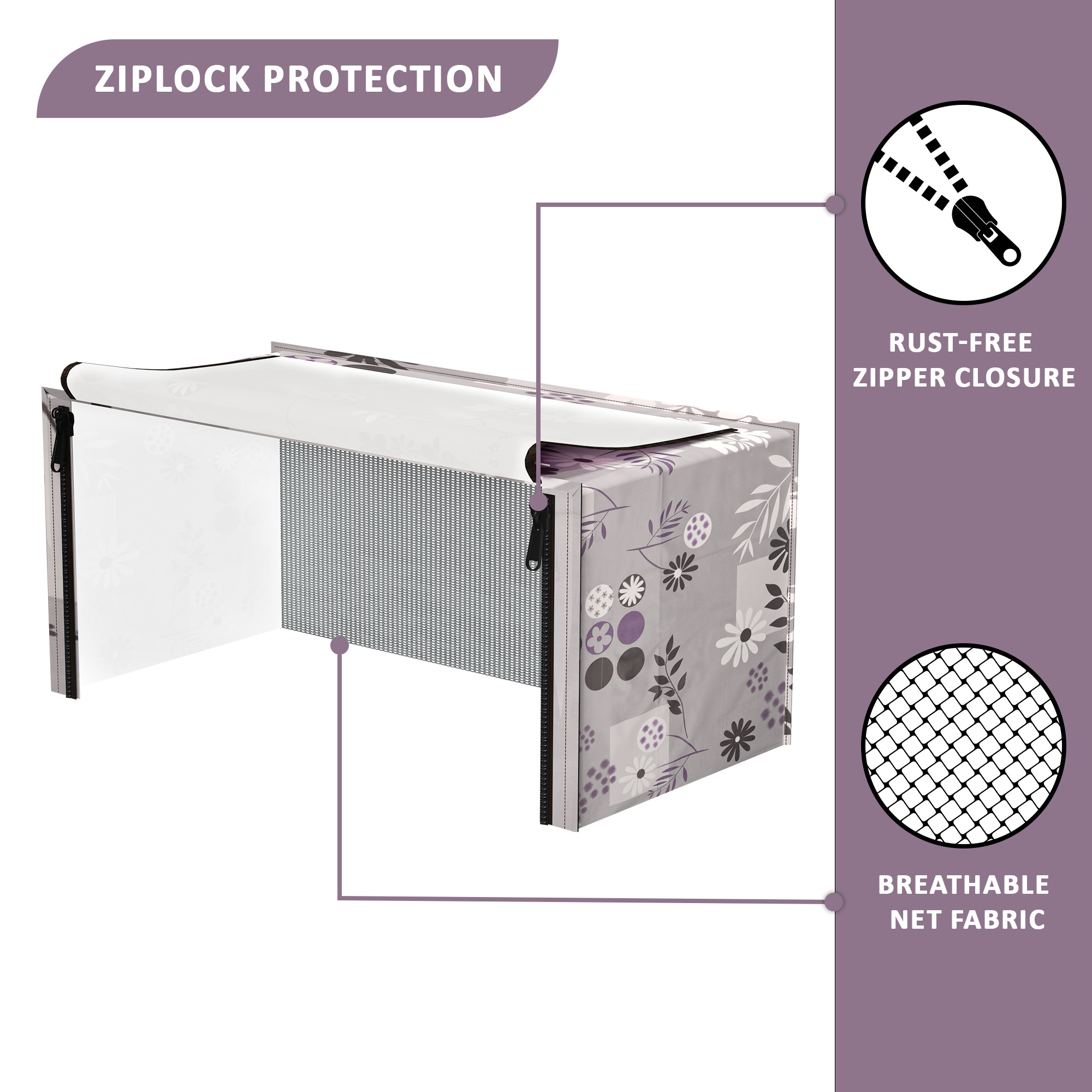 Kuber Industries 23L PVC Dustproof  Spill Resistant Microwave Cover with Ventillation Mesh  Durable Convection  Oven OTG CoversAccessories for Home Decor  Floral - Grey