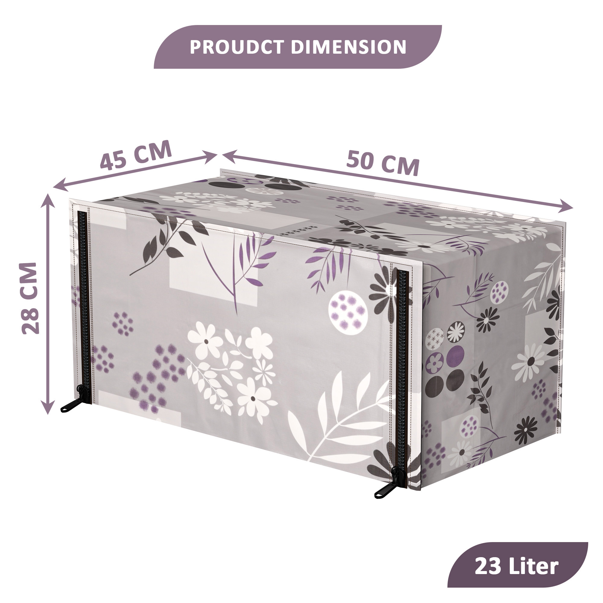 Kuber Industries 23L PVC Dustproof  Spill Resistant Microwave Cover with Ventillation Mesh  Durable Convection  Oven OTG CoversAccessories for Home Decor  Floral - Grey