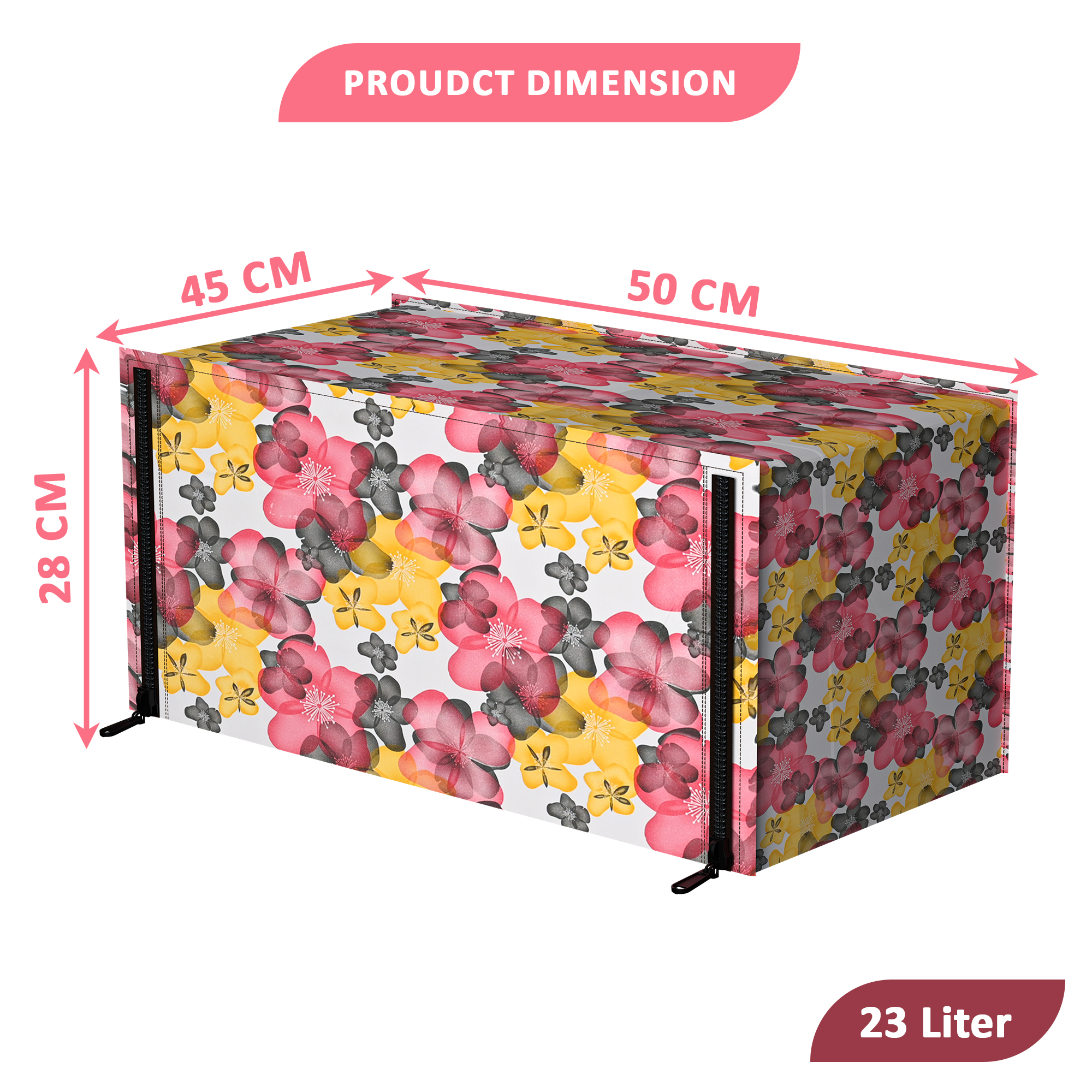 Kuber Industries 23L PVC Dustproof  Spill Resistant Microwave Cover with Ventillation Mesh  Durable Convection  Oven OTG CoversAccessories for Home Decor  Multi Floral-WhiteRed