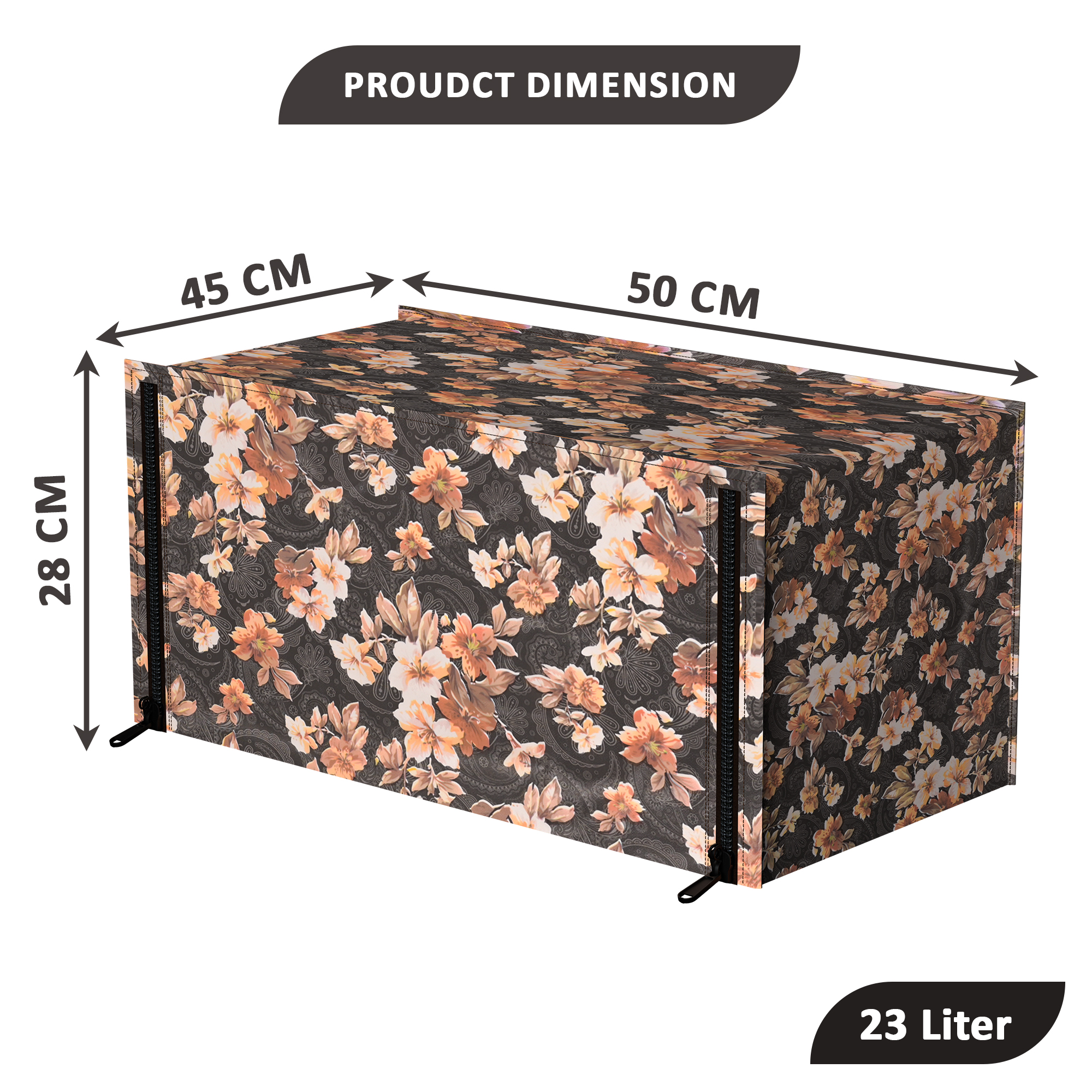 Kuber Industries 23L PVC Dustproof  Spill Resistant Microwave Cover with Ventillation Mesh  Durable Convection  Oven OTG CoversAccessories for Home Decor  Multi Floral-GreyBrown