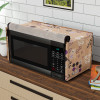 20L PVC Dustproof & Spill Resistant Microwave Cover with Ventillation Mesh | Durable Convection & Oven OTG Covers/Accessories for Home Decor | Floral - Light Brown