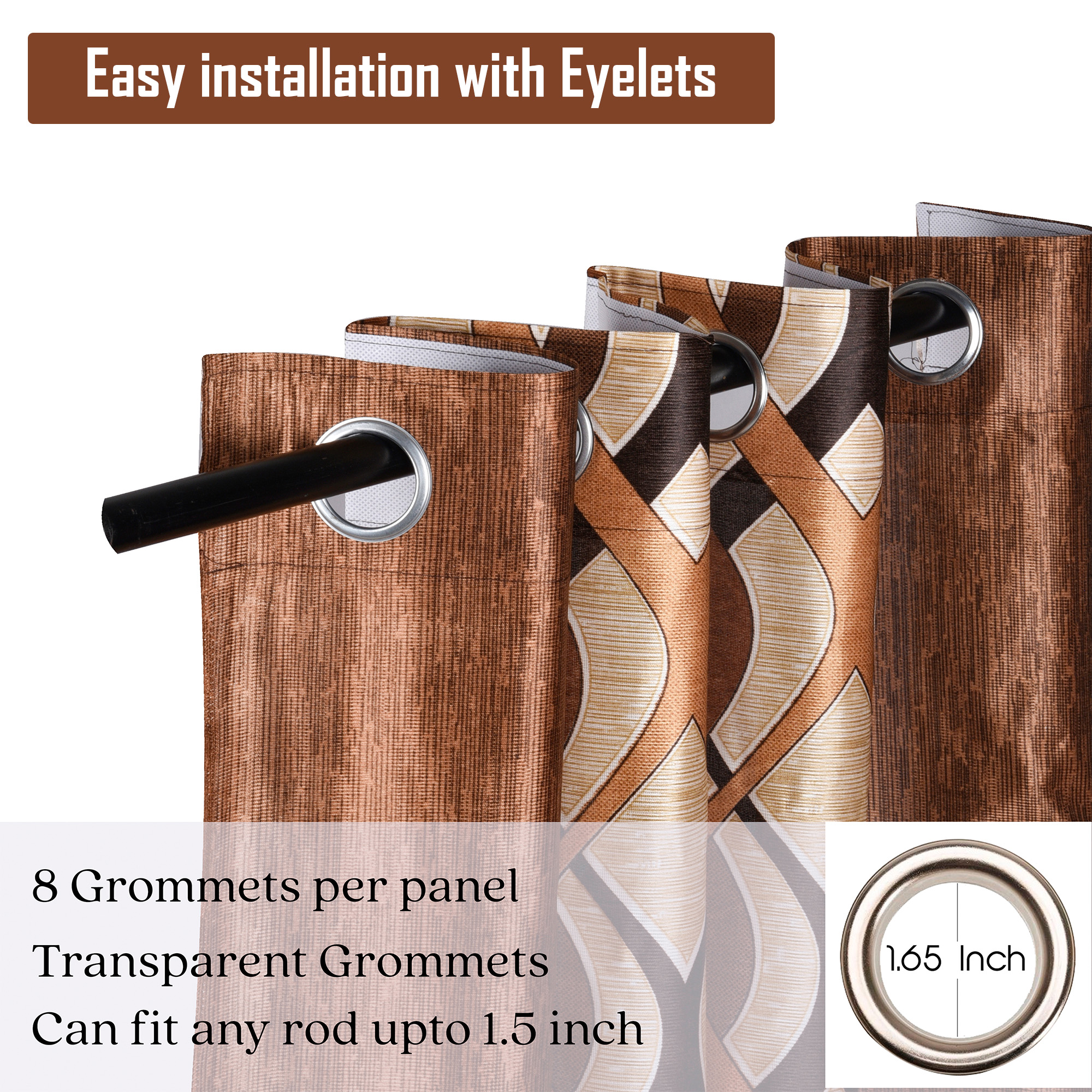 Kuber Industries Decorative Door Curtains 7 Feet for Home  Living Room with Eyelet Rings  Aesthetic Pardaa  Door Decoration Sheet Curtain  Big Leaf Print - Brown  Beige