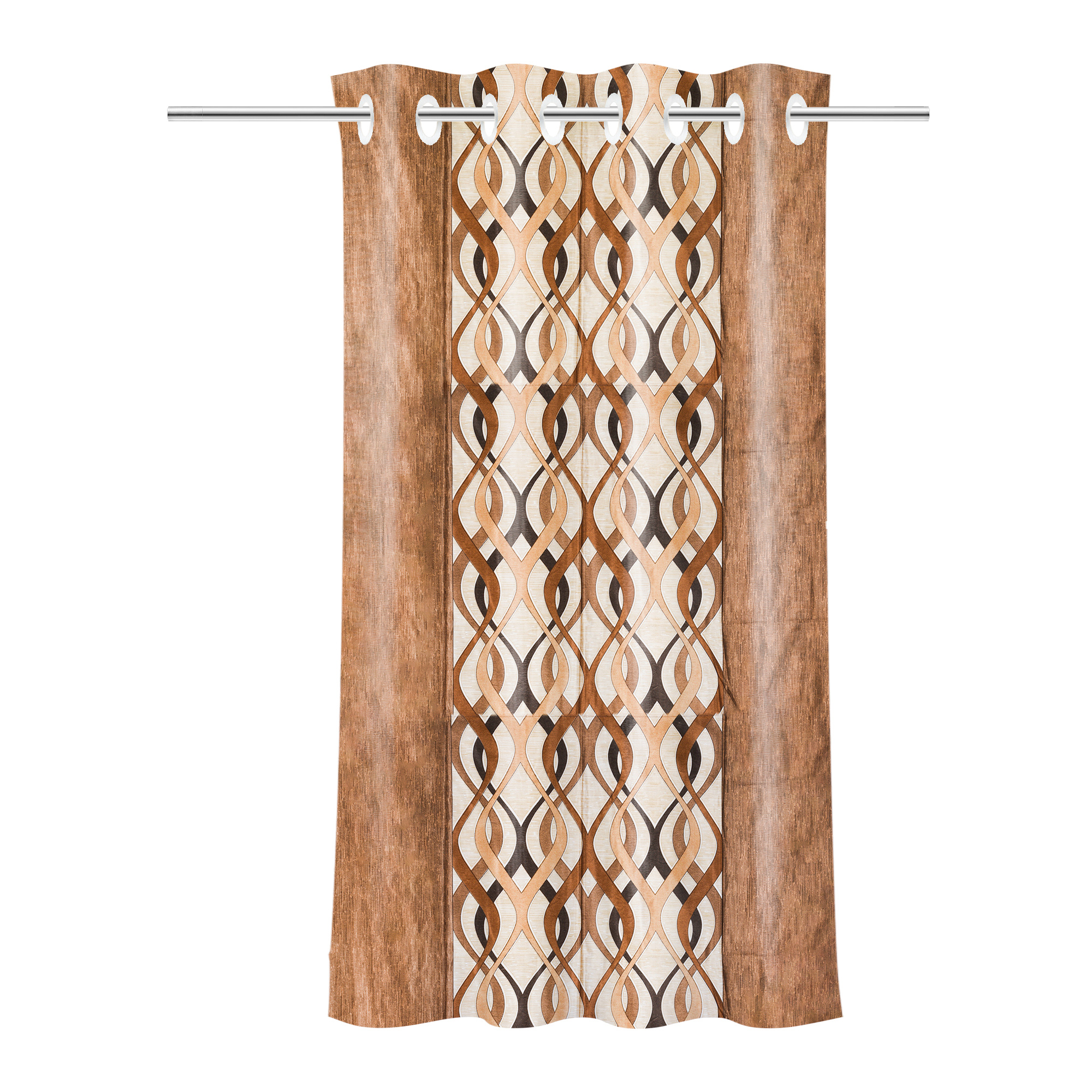 Kuber Industries Decorative Door Curtains 7 Feet for Home  Living Room with Eyelet Rings  Aesthetic Pardaa  Door Decoration Sheet Curtain  Big Leaf Print - Brown  Beige