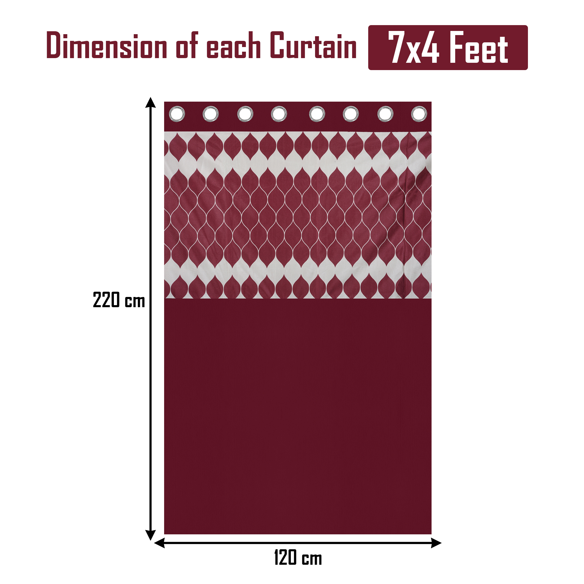 Kuber Industries Decorative Door Curtains 7 Feet for Home  Living Room with Eyelet Rings  Aesthetic Pardaa  Door Decoration Sheet Curtain  Design - White  Maroon