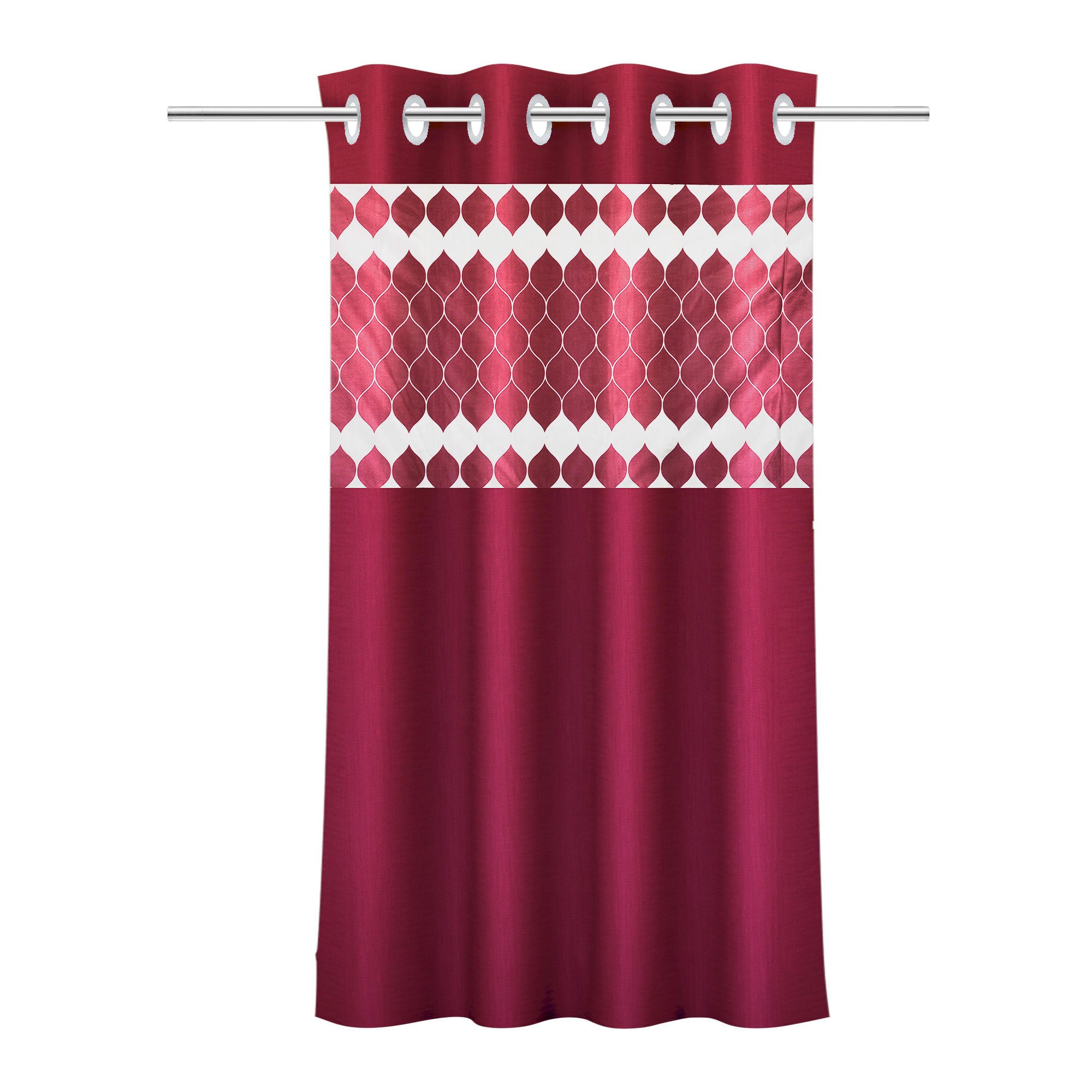 Kuber Industries Decorative Door Curtains 7 Feet for Home  Living Room with Eyelet Rings  Aesthetic Pardaa  Door Decoration Sheet Curtain  Design - White  Maroon