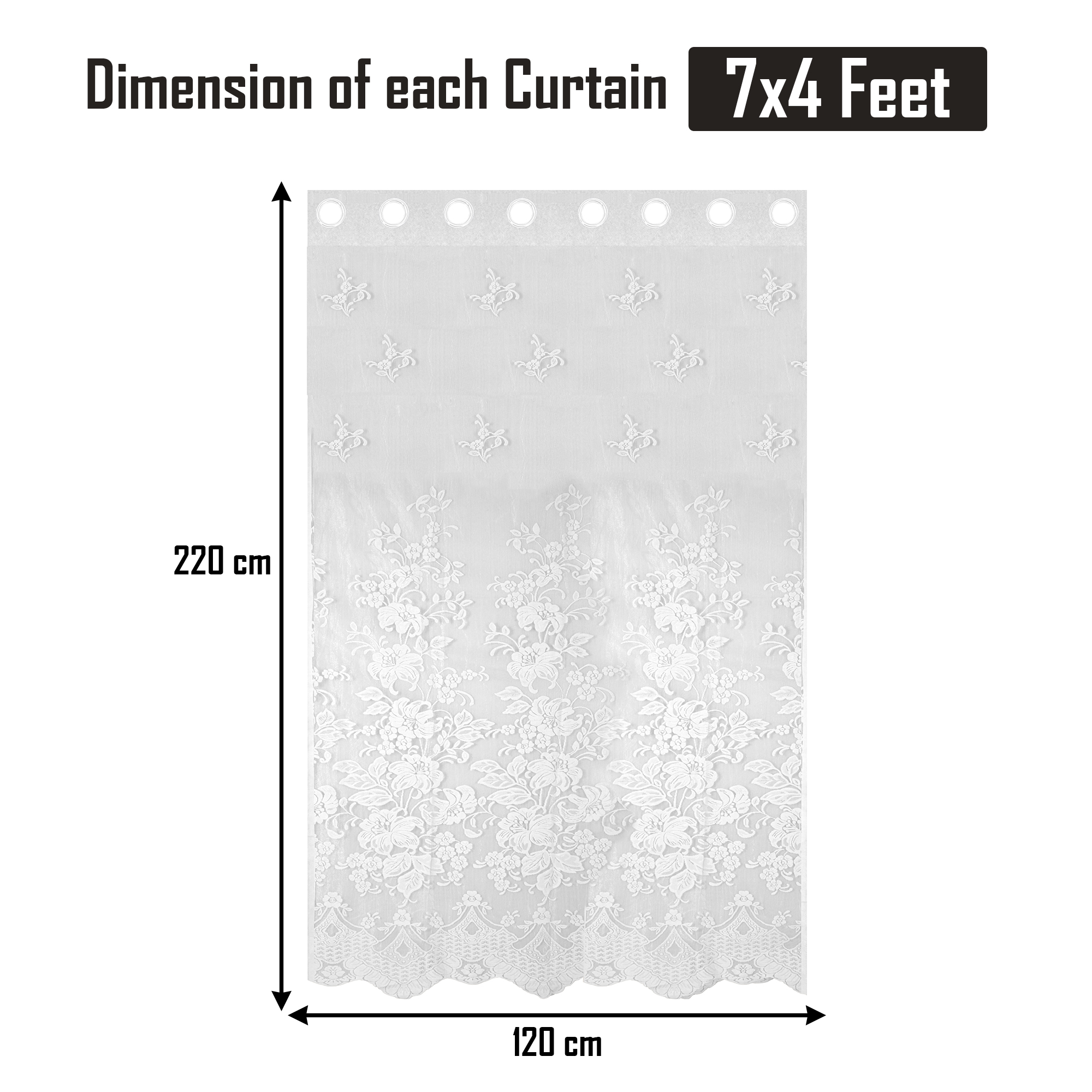 Kuber Industries Decorative Door Curtains 7 Feet for Home  Living Room with Eyelet Rings  Aesthetic Pardaa  Door Decoration Sheet Curtain  Floral Embroidery - White