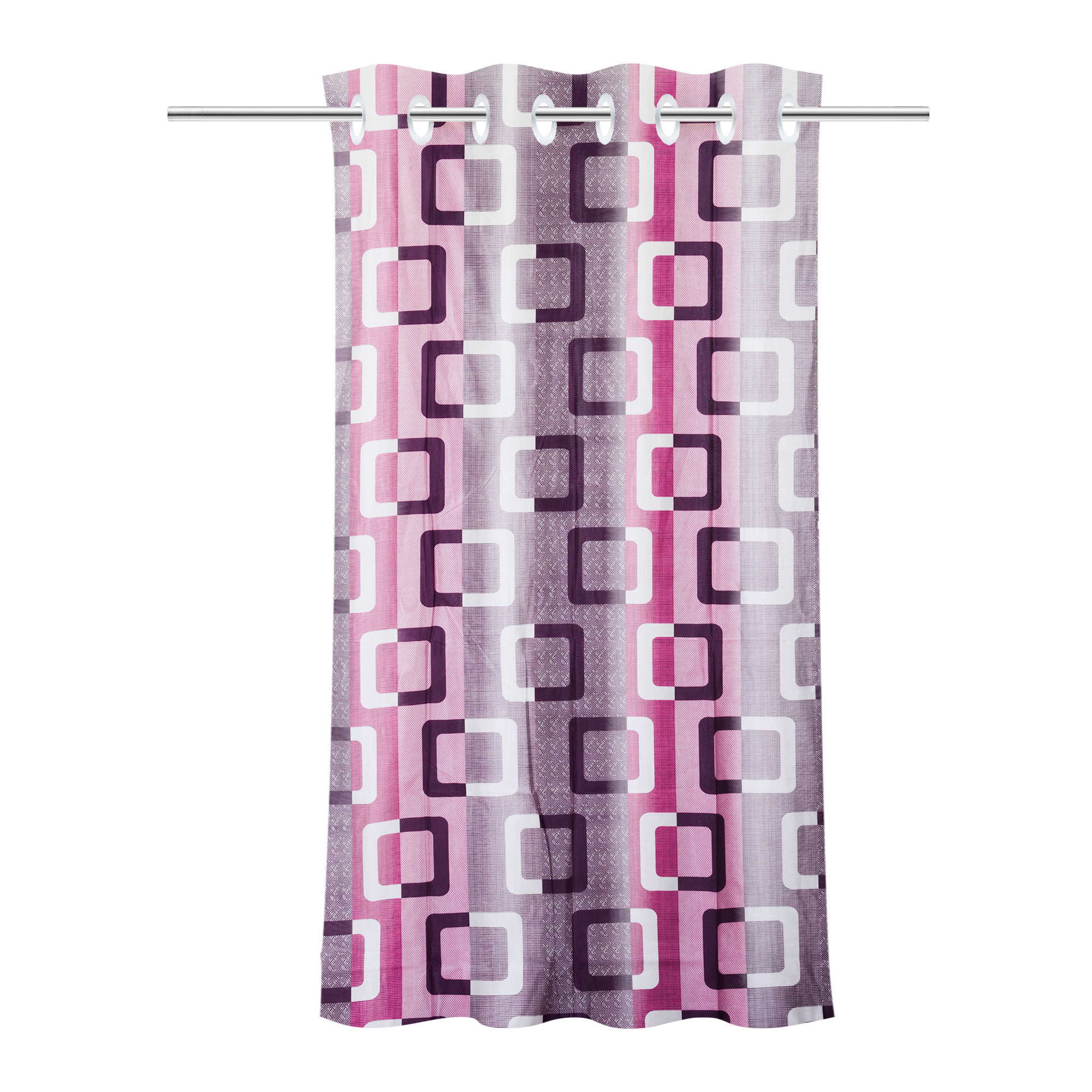 Kuber Industries Decorative Door Curtains 7 Feet for Home  Living Room with Eyelet Rings  Aesthetic Pardaa  Door Decoration Sheet Curtain  Squares - Pink  Purple
