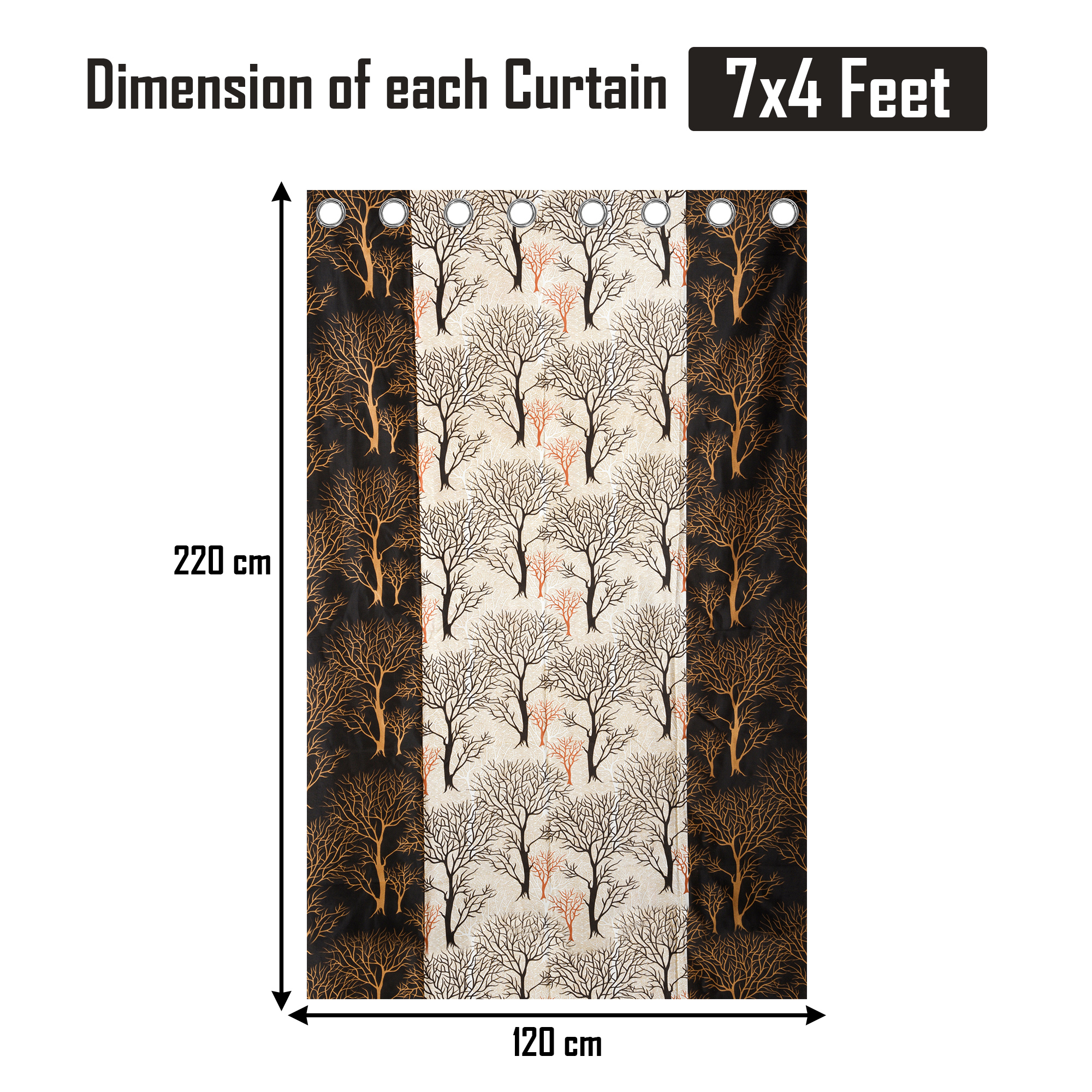 Kuber Industries Decorative Door Curtains 7 Feet for Home  Living Room with Eyelet Rings  Aesthetic Pardaa  Door Decoration Sheet Curtain  Tree Print - Brown  Beige