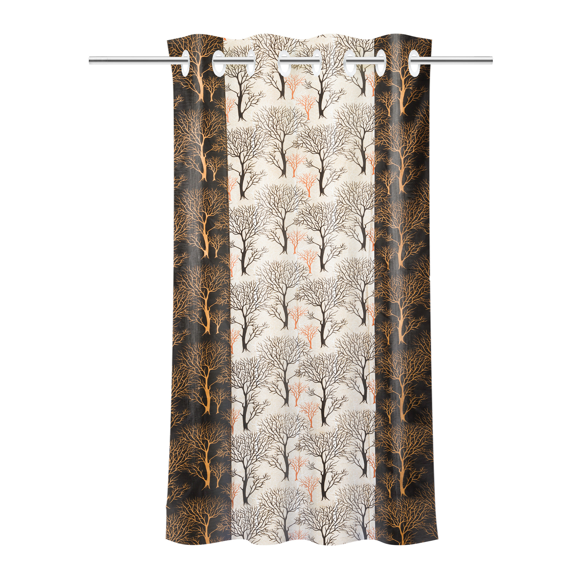 Kuber Industries Decorative Door Curtains 7 Feet for Home  Living Room with Eyelet Rings  Aesthetic Pardaa  Door Decoration Sheet Curtain  Tree Print - Brown  Beige