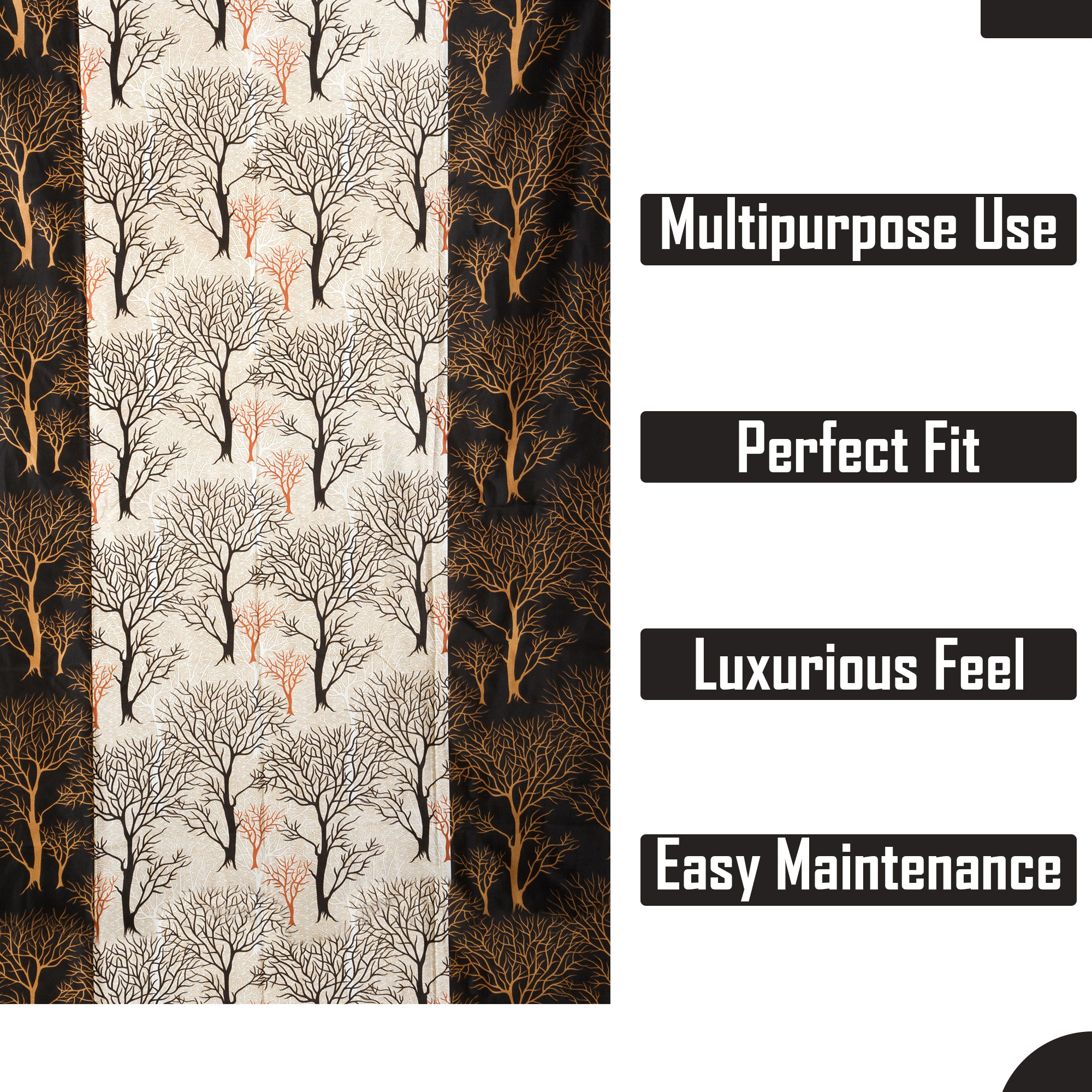 Kuber Industries Decorative Door Curtains 7 Feet for Home  Living Room with Eyelet Rings  Aesthetic Pardaa  Door Decoration Sheet Curtain  Tree Print - Brown  Beige