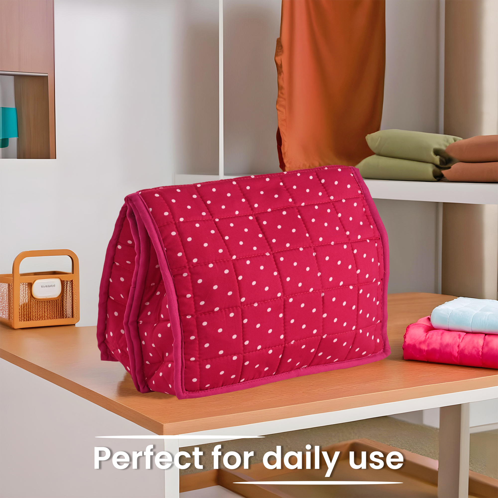 Kuber Industries Lingerie Organizer for Women  Bra Storage Pouch Sanitary Pads  Innerwear Organizer for Travel  Polka Dots - Pink