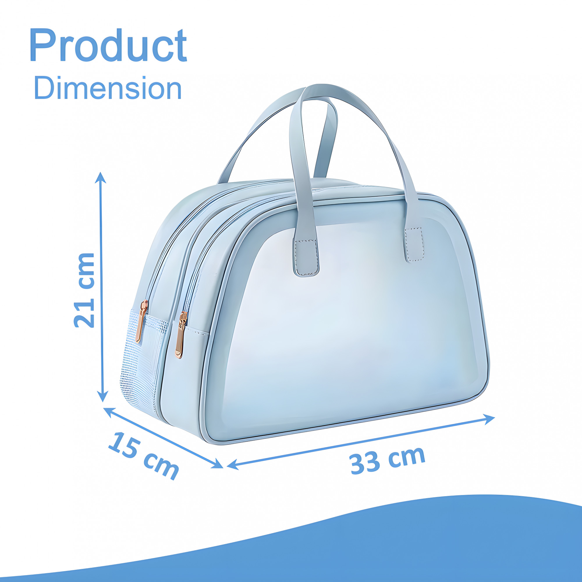 Kuber Industries Waterproof SkincareCosmetic Bag for Women  Space-Saving Makeup  Travel Toiletry Pouch  Aesthetic Vanity Kit  Wash Bag for Girls  YJ-20-BLU  Transparent - Blue