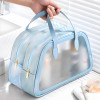Waterproof Skincare/Cosmetic Bag for Women | Space-Saving Makeup & Travel Toiletry Pouch | Aesthetic Vanity Kit & Wash Bag for Girls | YJ-20-BLU | Transparent - Blue