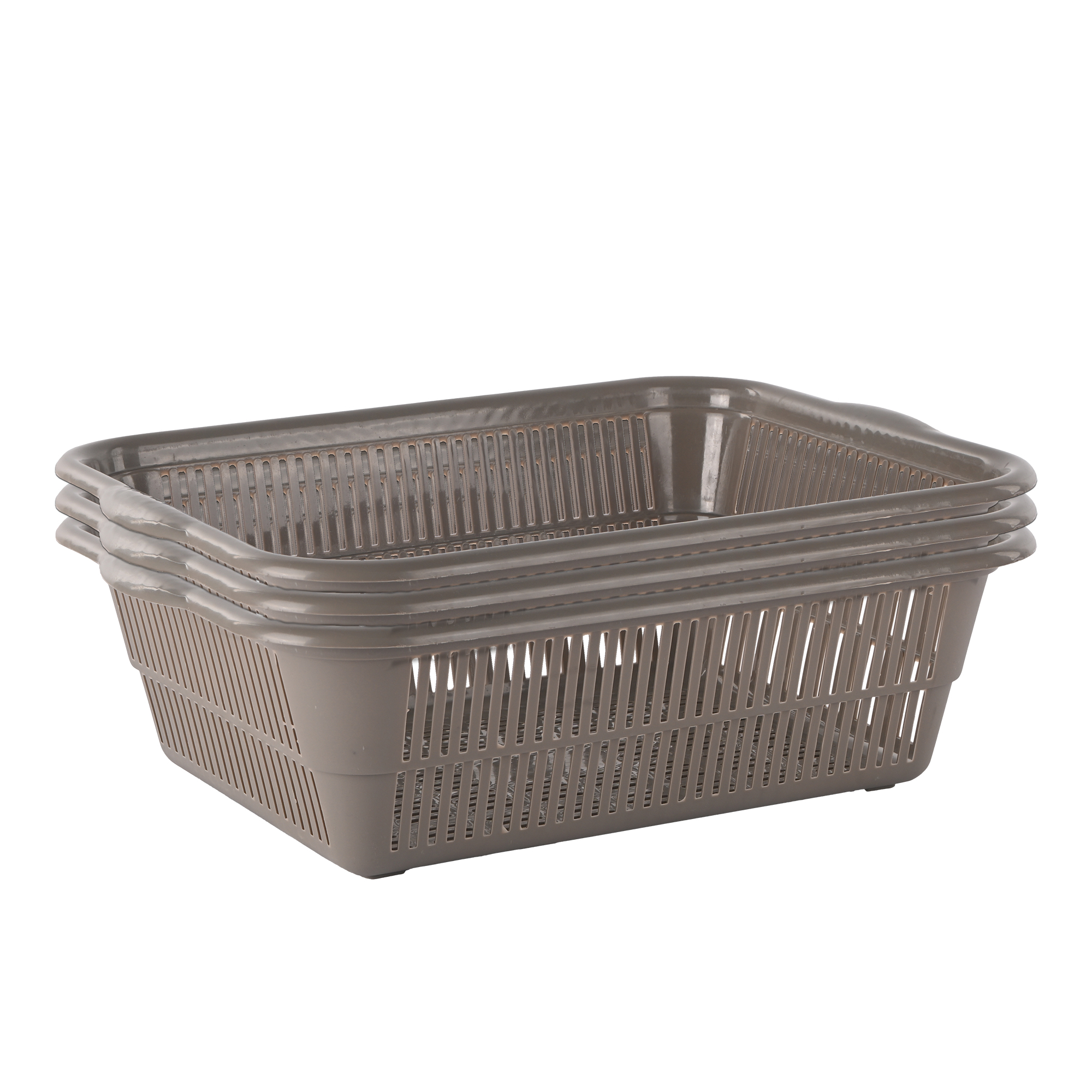 Kuber Industries Pack of 2 Multipurpose Plastic Storage Baskets for Organizing Home  Office  Clothes Makeup  Stationery Storage BoxTray- Ideal for Kitchen Bathroom and Room  Plain Beige