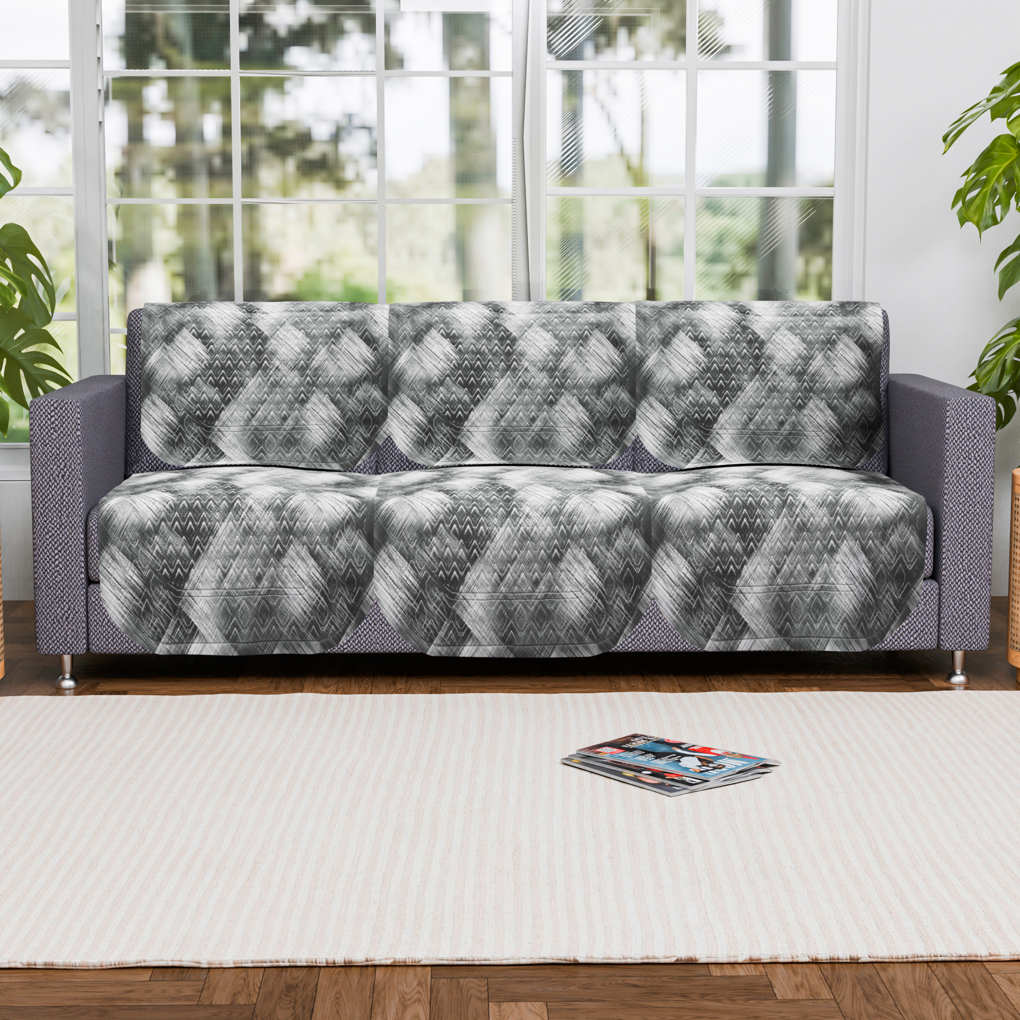 Kuber Industries 2 Seater Sofa Set Cover  Sofa Slipcover Protector for Home Living Room Hall  Office Couch  Shaded Venus - Grey
