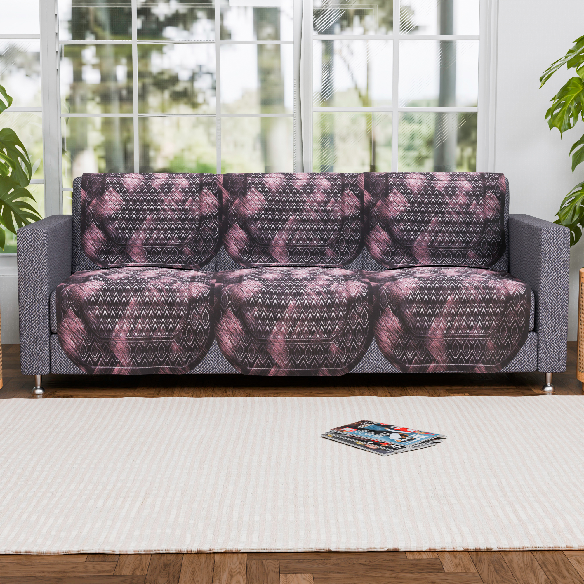 Kuber Industries 2 Seater Sofa Set Cover  Sofa Slipcover Protector for Home Living Room Hall  Office Couch  Shaded Venus - Brown
