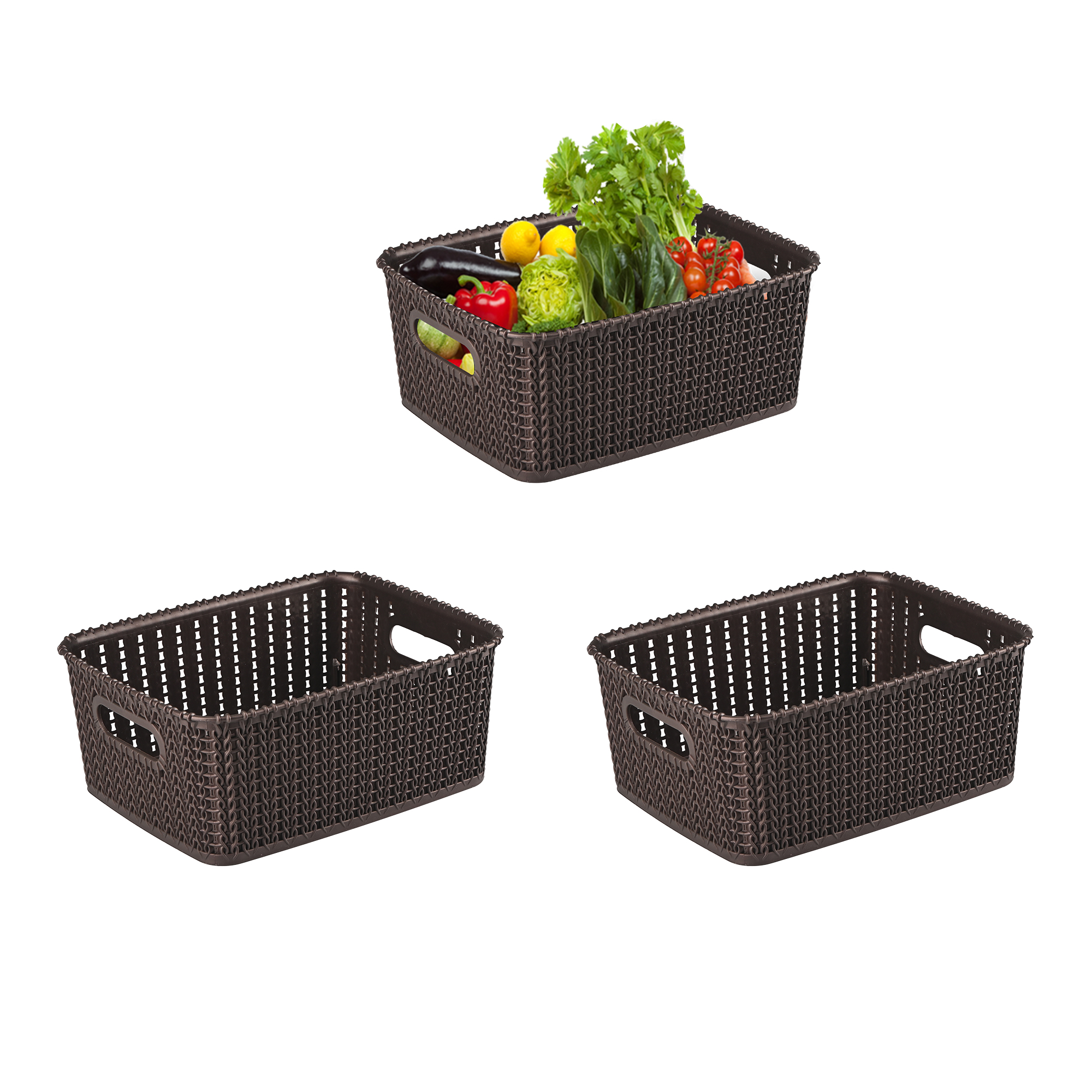 Kuber Industries Pack of 2 Multi-Purpose 6 LTR Plastic Basket for Storage M20  Spacious Pooja Item Holder  Fruit Tokari  Aesthetic Home Organizers for Kitchen  Bedroom  Dark Brown
