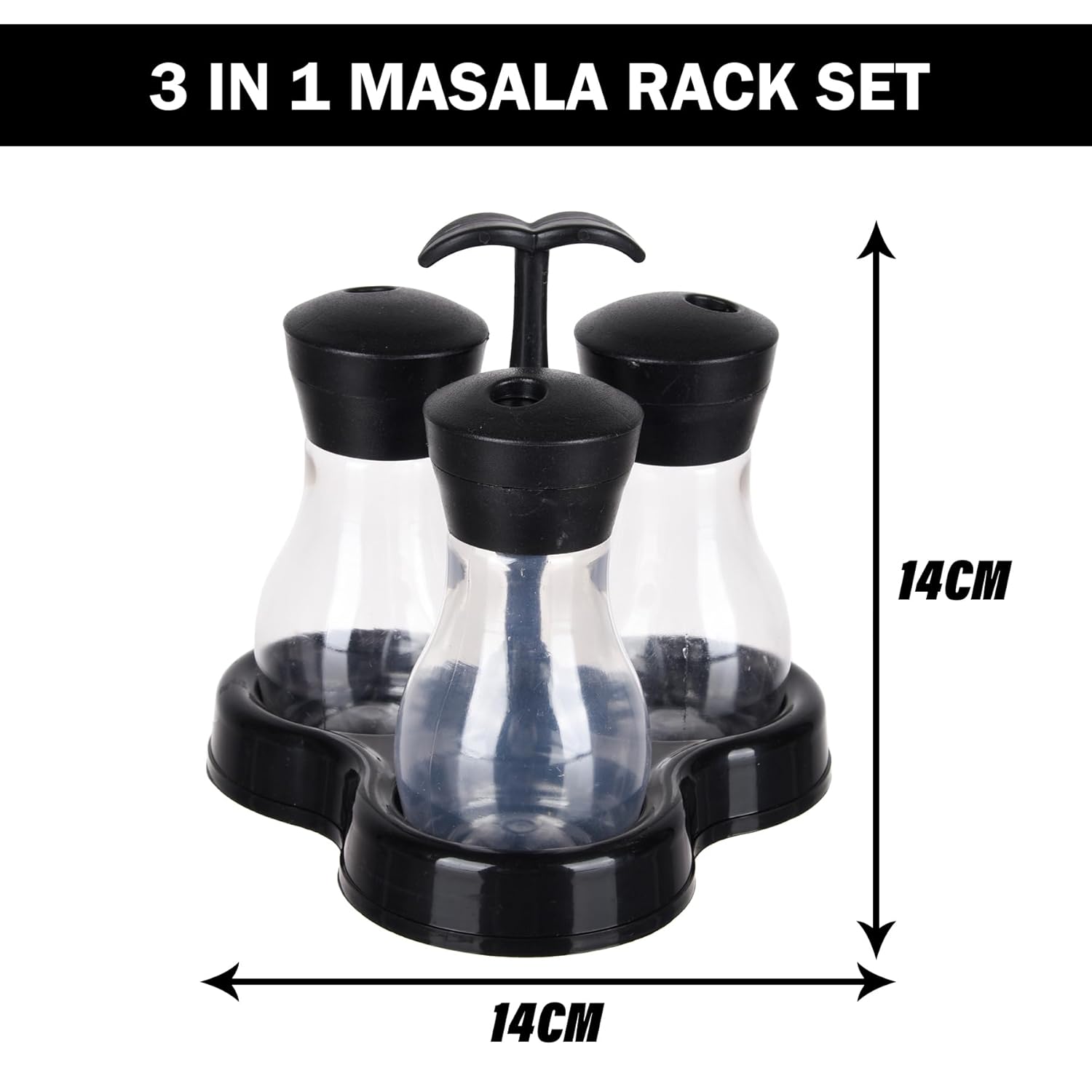 Kuber Industries Spice Rack  3 in 1 Masala Rack Set  Kitchen Spice Storage Box  Spice Rack for Kitchen  Masala Spice Rack  Masala Daani  Masala dabba  Spice Jar  Black