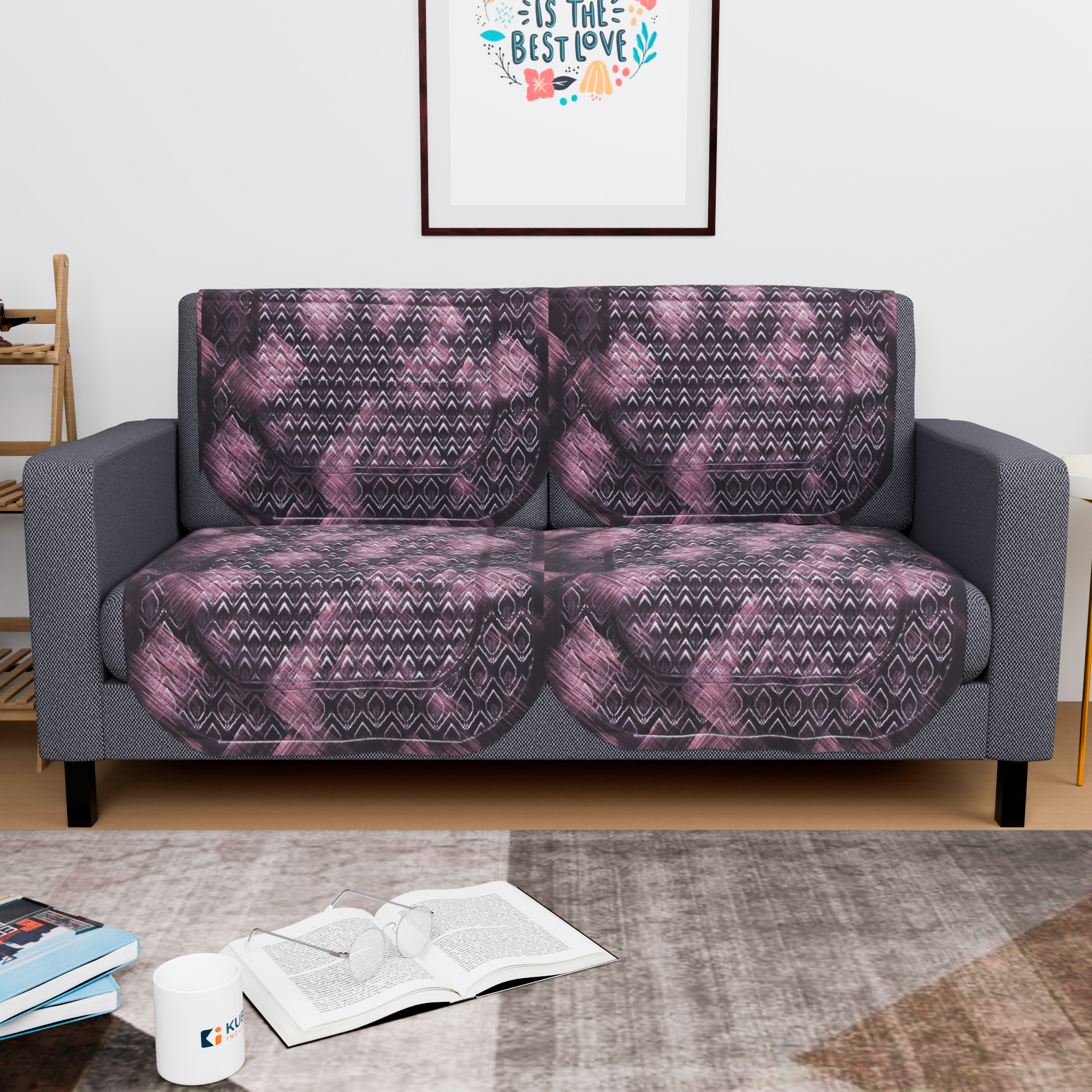 Kuber Industries 2 Seater Sofa Set Cover  Sofa Slipcover Protector for Home Living Room Hall  Office Couch  Shaded Venus - Brown