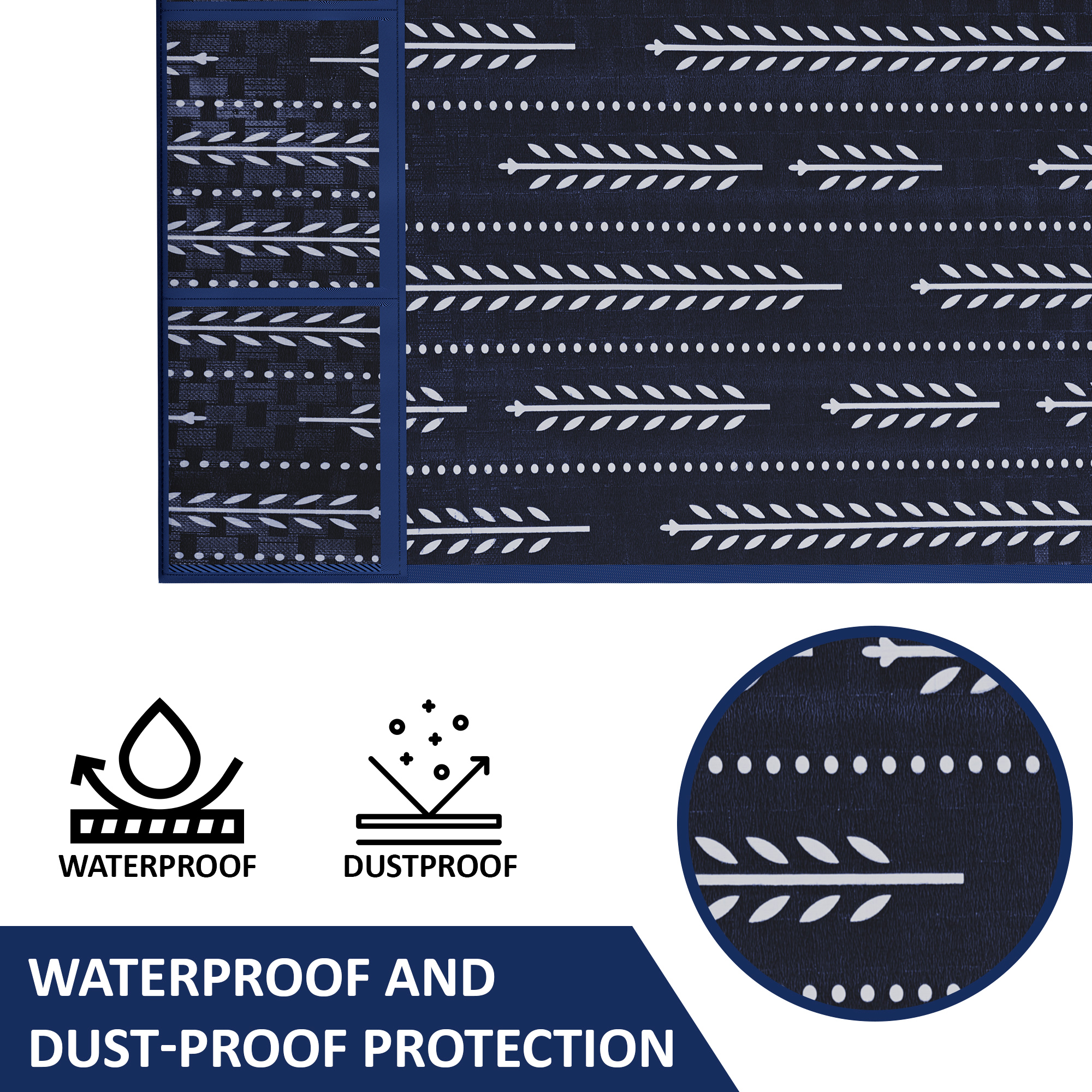 Kuber Industries Waterproof  Dustproof Refrigerator Cover with 6 Storage Pockets  Easy to Clean Fridge Cover Top Organizer for Home Canteen  Office  Lining Leaf - Navy Blue