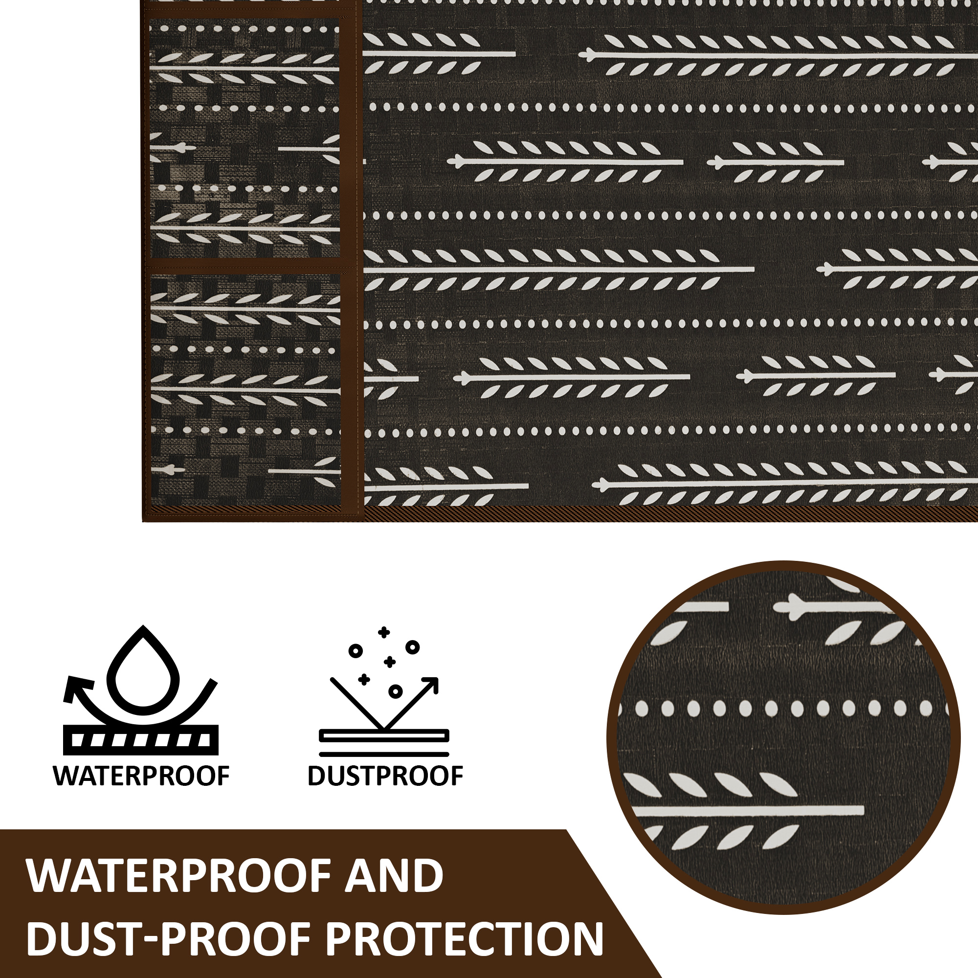 Kuber Industries XL Waterproof  Dustproof Refrigerator Cover with 6 Storage Pockets  Easy to Clean Double Door Fridge Cover  Organizer for Home  Lining Leaf - Brown
