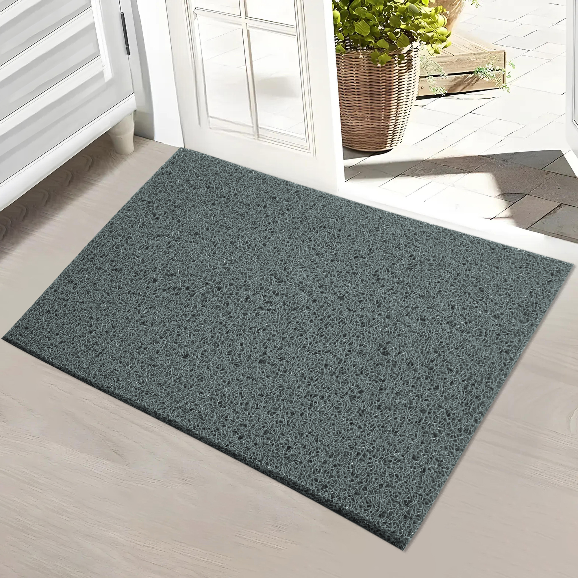 Kuber Industries 16x24 Inch Rubber PVC Water Absorbing Front Floor Mat  Door Mats for Home Entrance Large  Door MatsRugs for Office Bedroom  Kitchen  Anti Slip PaydanFoot Mat  Grey