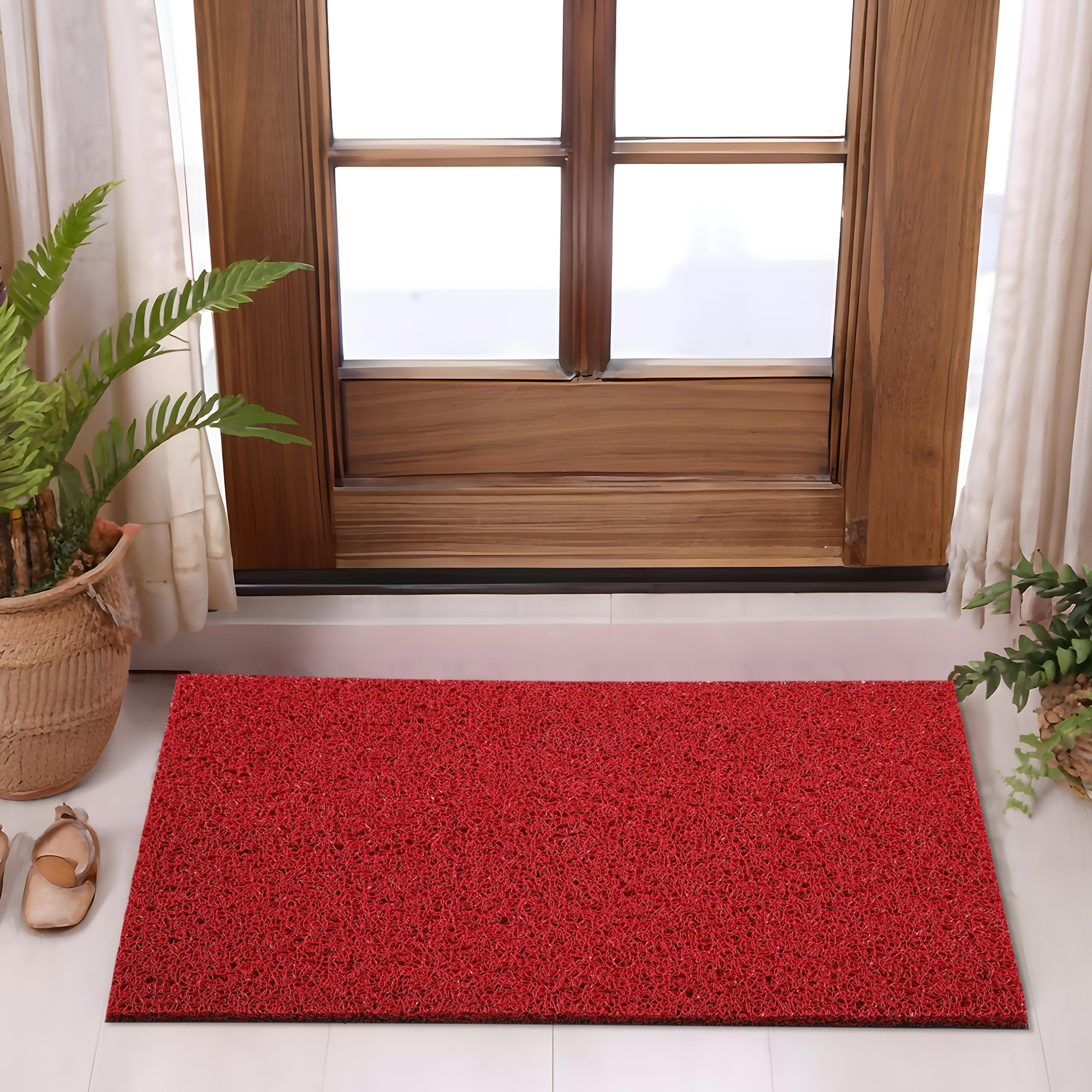 Kuber Industries 16x24 Inch Rubber PVC Water Absorbing Front Floor Mat  Door Mats for Home Entrance Large  Door MatsRugs for Office Bedroom  Kitchen  Anti Slip PaydanFoot Mat  Red