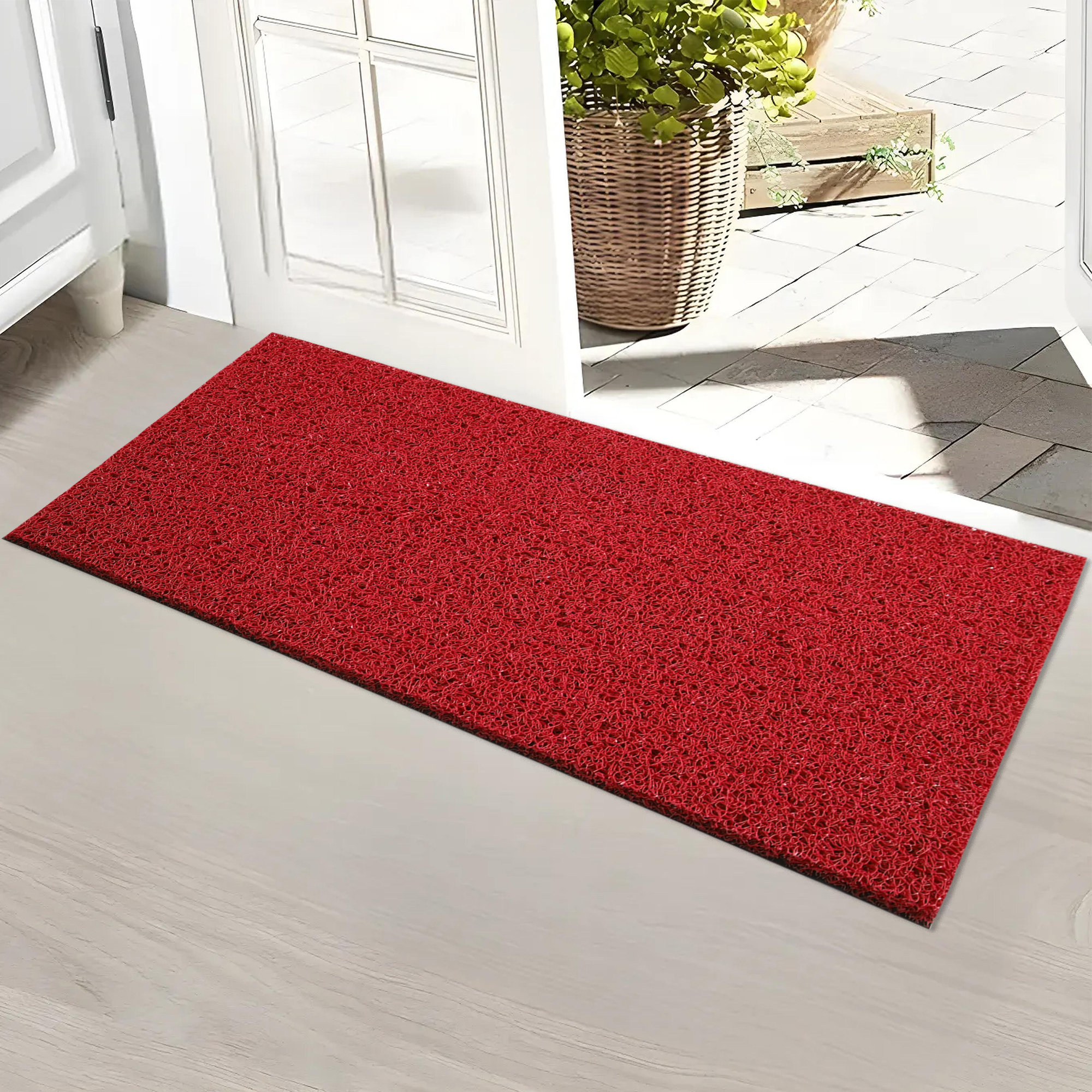 Kuber Industries 16x24 Inch Rubber PVC Water Absorbing Front Floor Mat  Door Mats for Home Entrance Large  Door MatsRugs for Office Bedroom  Kitchen  Anti Slip PaydanFoot Mat  Red