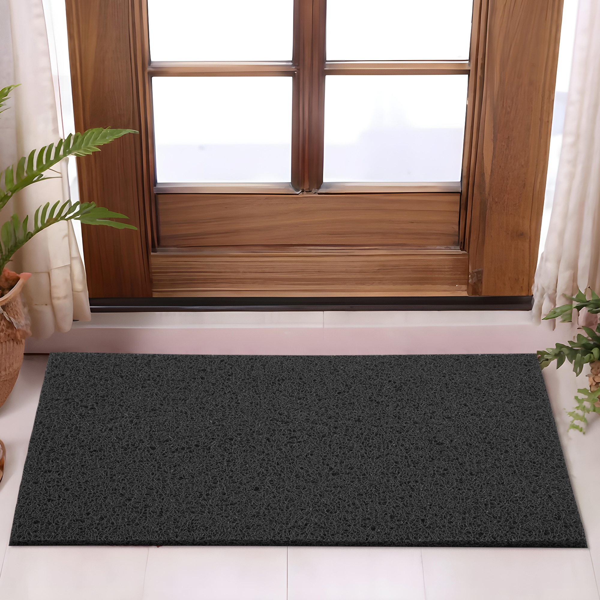 Kuber Industries 16x24 Inch Rubber PVC Water Absorbing Front Floor Mat  Door Mats for Home Entrance Large  Door MatsRugs for Office Bedroom  Kitchen  Anti Slip PaydanFoot Mat  Black