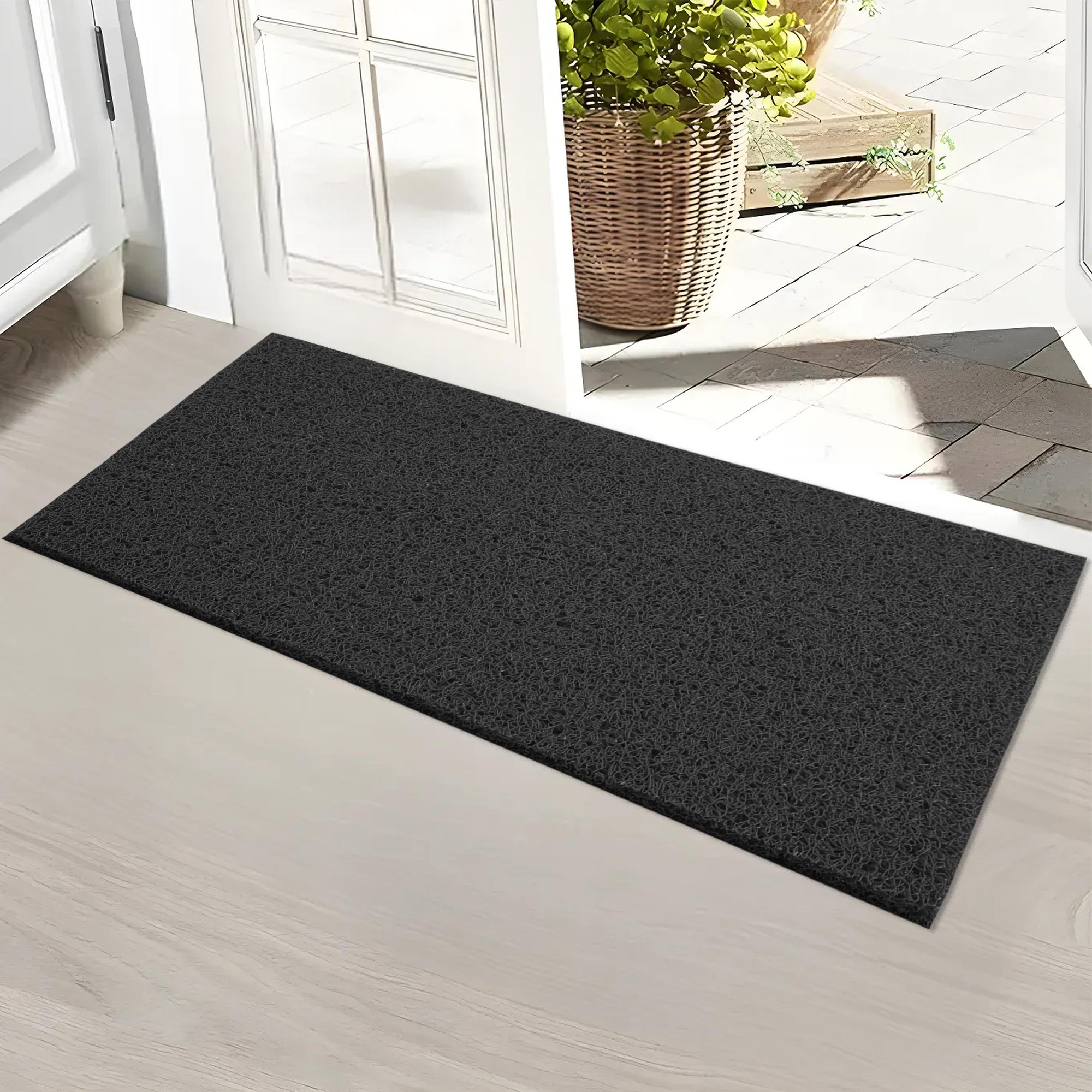 Kuber Industries 16x24 Inch Rubber PVC Water Absorbing Front Floor Mat  Door Mats for Home Entrance Large  Door MatsRugs for Office Bedroom  Kitchen  Anti Slip PaydanFoot Mat  Black