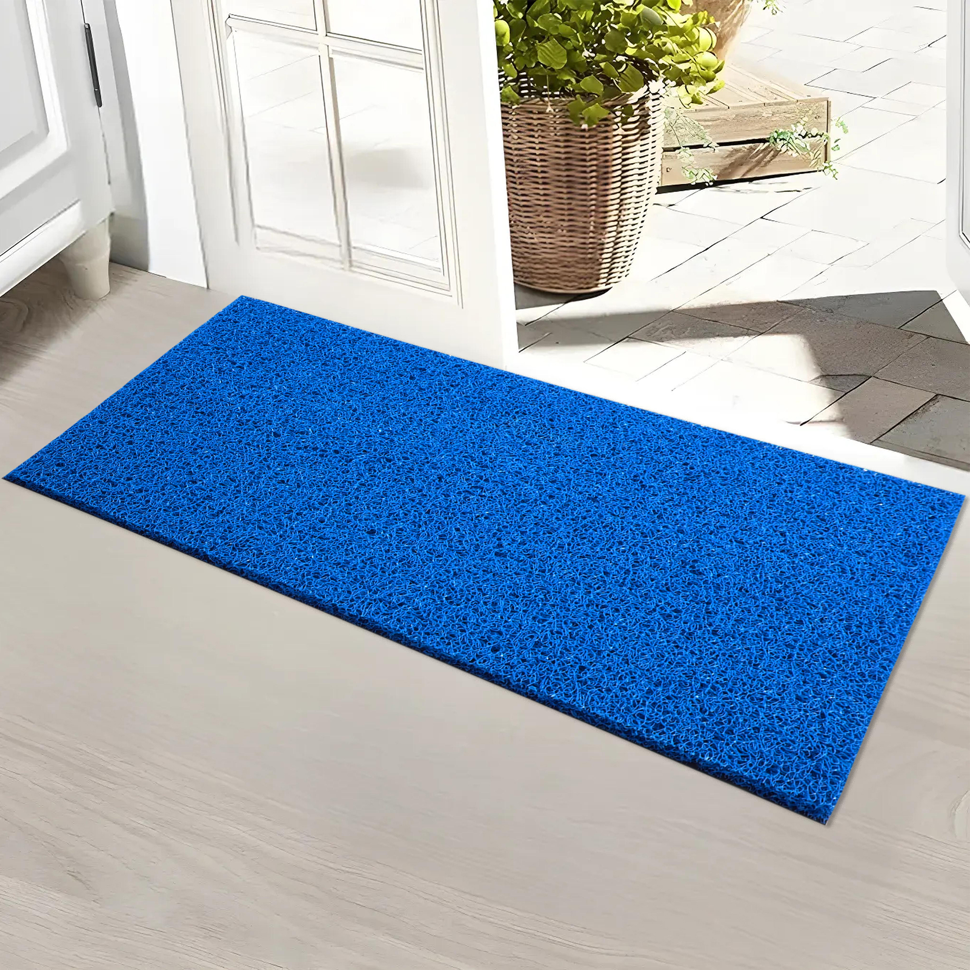 Kuber Industries 16x24 Inch Rubber PVC Water Absorbing Front Floor Mat  Door Mats for Home Entrance Large  Door MatsRugs for Office Bedroom  Kitchen  Anti Slip PaydanFoot Mat  Blue
