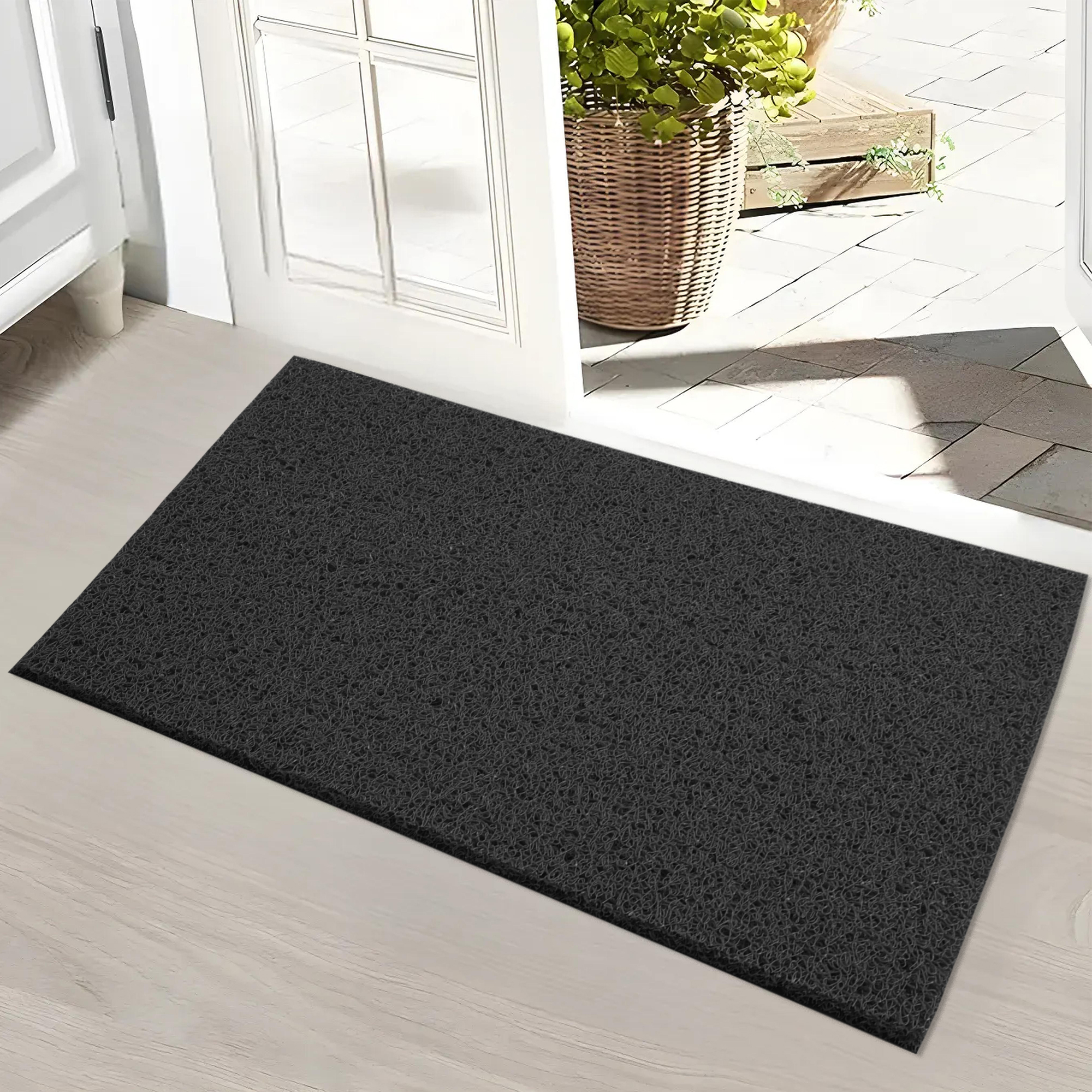 Kuber Industries 16x24 Inch Rubber PVC Water Absorbing Front Floor Mat  Door Mats for Home Entrance Large  Door MatsRugs for Office Bedroom  Kitchen  Anti Slip PaydanFoot Mat  Black