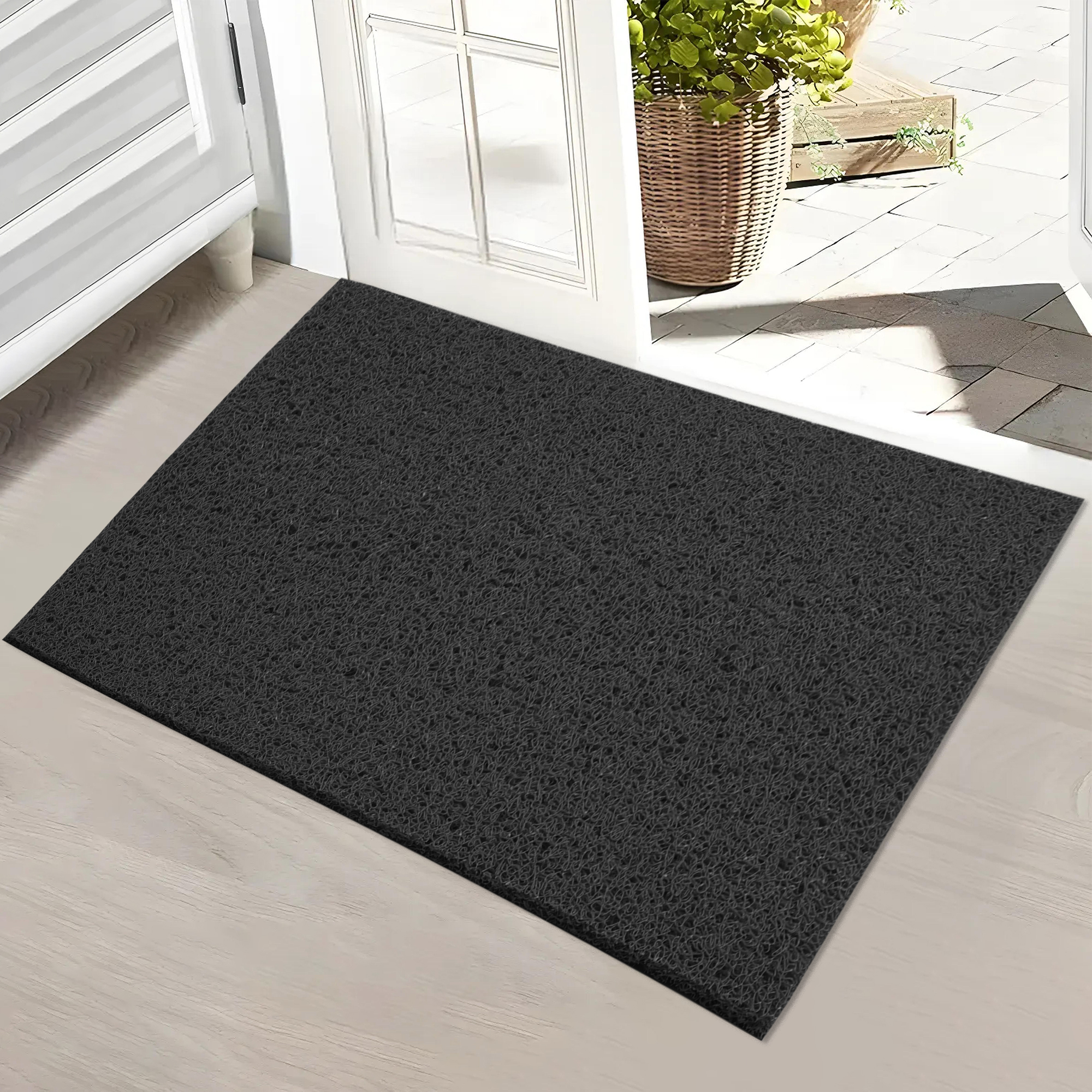 Kuber Industries 16x24 Inch Rubber PVC Water Absorbing Front Floor Mat  Door Mats for Home Entrance Large  Door MatsRugs for Office Bedroom  Kitchen  Anti Slip PaydanFoot Mat  Black