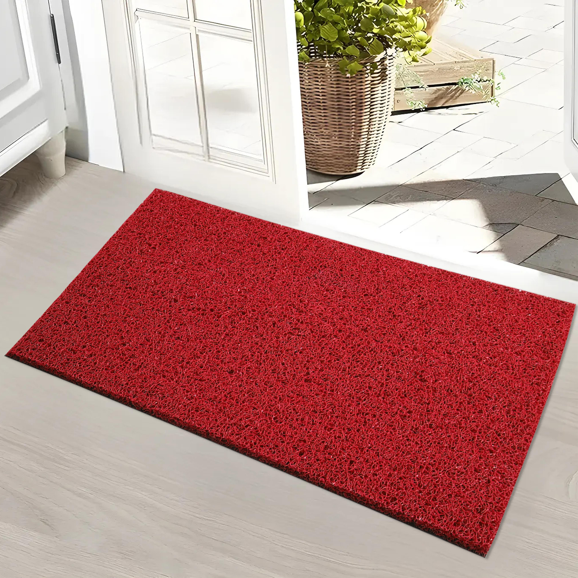 Kuber Industries 16x24 Inch Rubber PVC Water Absorbing Front Floor Mat  Door Mats for Home Entrance Large  Door MatsRugs for Office Bedroom  Kitchen  Anti Slip PaydanFoot Mat  Red