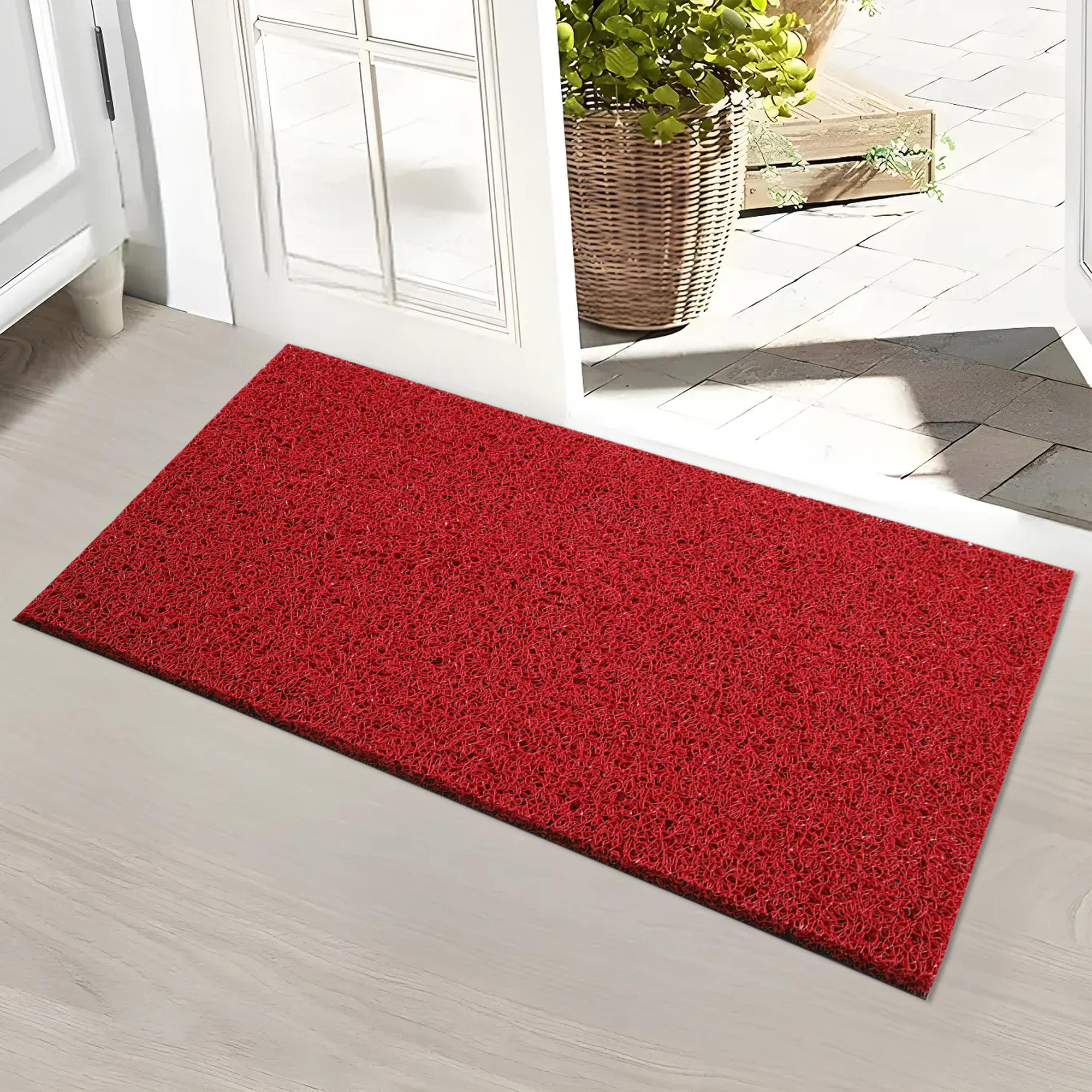 Kuber Industries 16x24 Inch Rubber PVC Water Absorbing Front Floor Mat  Door Mats for Home Entrance Large  Door MatsRugs for Office Bedroom  Kitchen  Anti Slip PaydanFoot Mat  Red