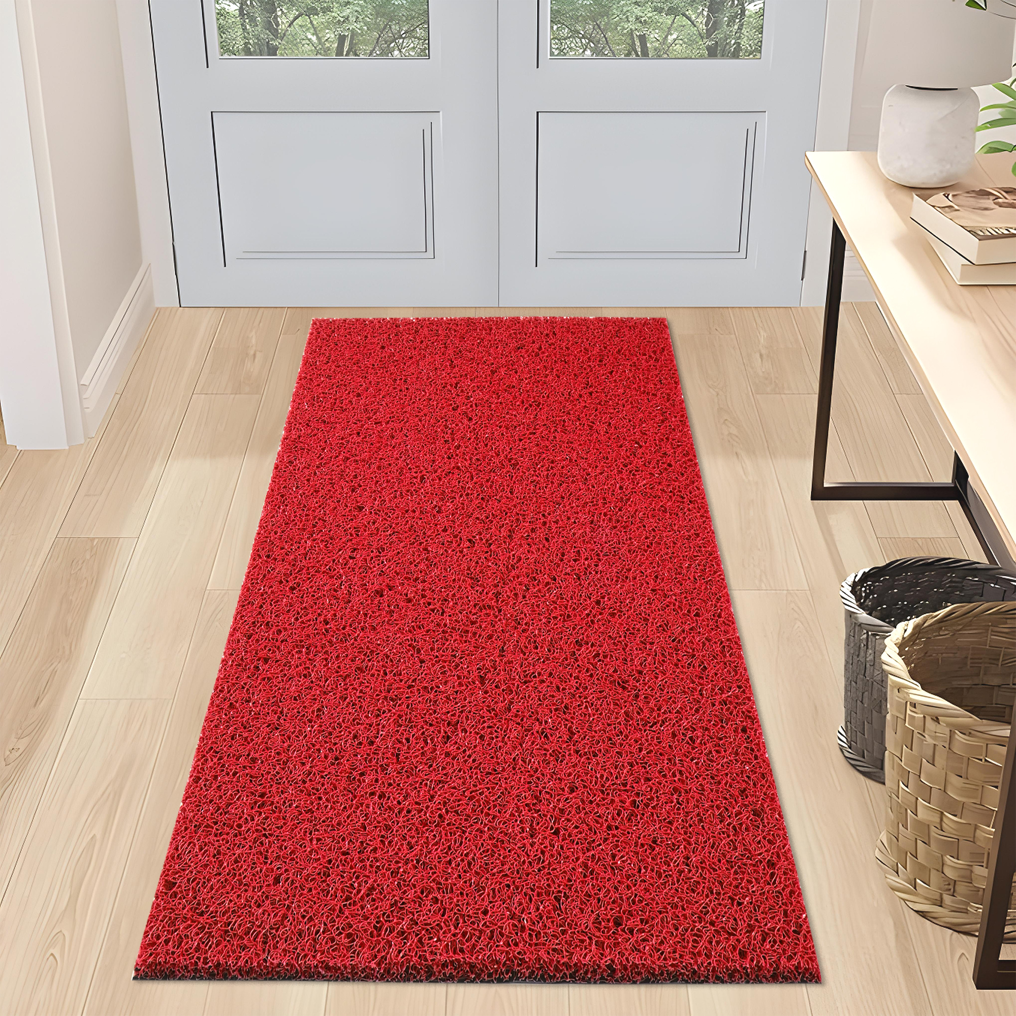 Kuber Industries 16x24 Inch Rubber PVC Water Absorbing Front Floor Mat  Door Mats for Home Entrance Large  Door MatsRugs for Office Bedroom  Kitchen  Anti Slip PaydanFoot Mat  Red