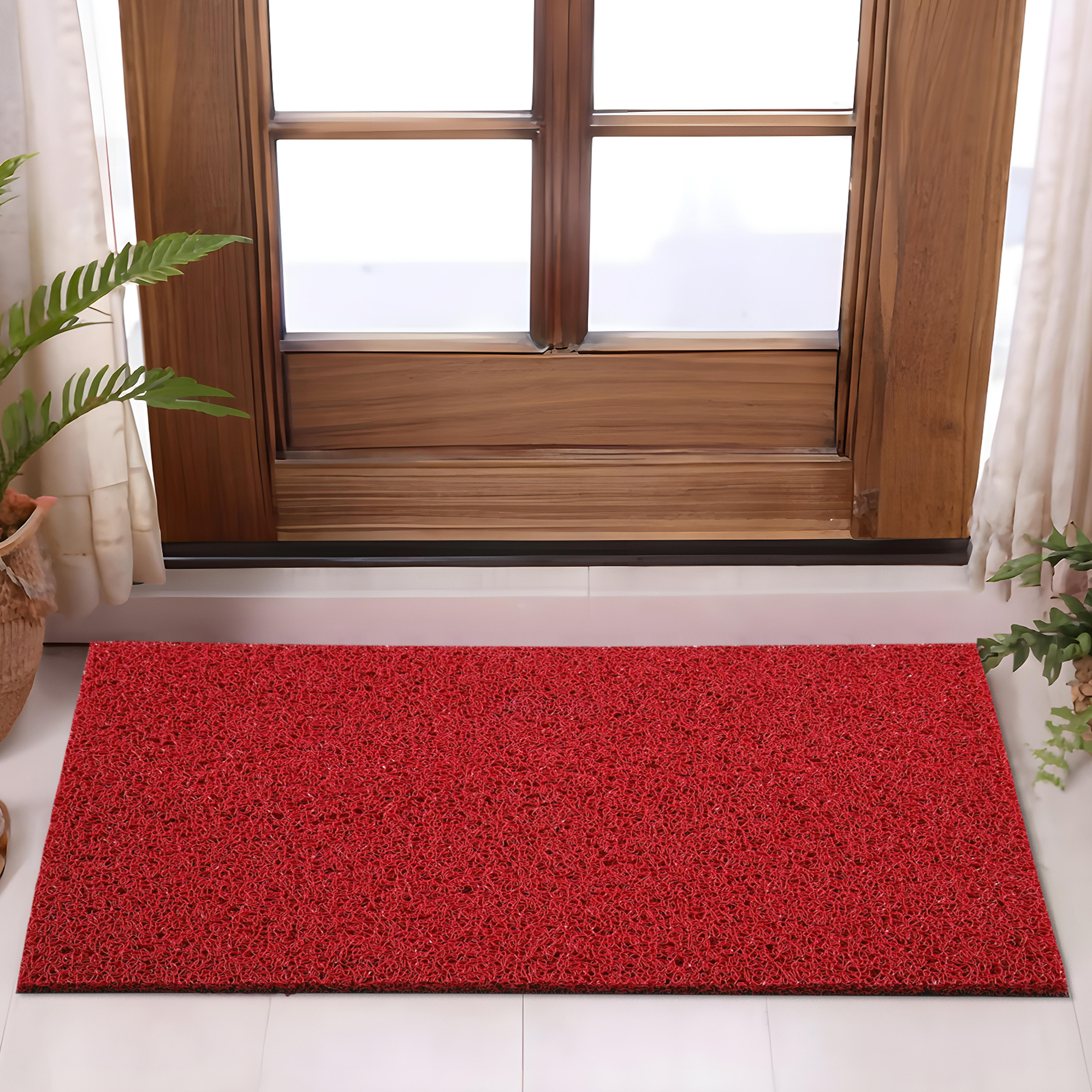 Kuber Industries 16x24 Inch Rubber PVC Water Absorbing Front Floor Mat  Door Mats for Home Entrance Large  Door MatsRugs for Office Bedroom  Kitchen  Anti Slip PaydanFoot Mat  Red