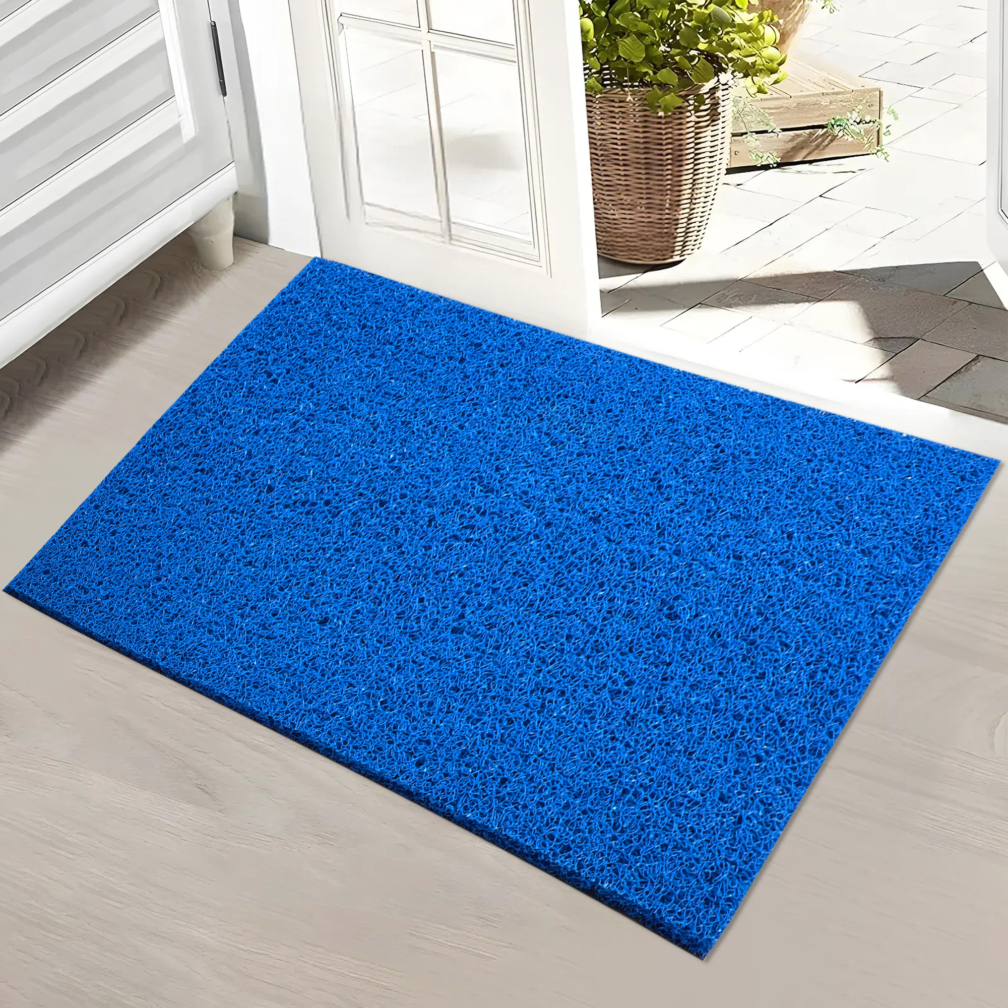 Kuber Industries 16x24 Inch Rubber PVC Water Absorbing Front Floor Mat  Door Mats for Home Entrance Large  Door MatsRugs for Office Bedroom  Kitchen  Anti Slip PaydanFoot Mat  Blue