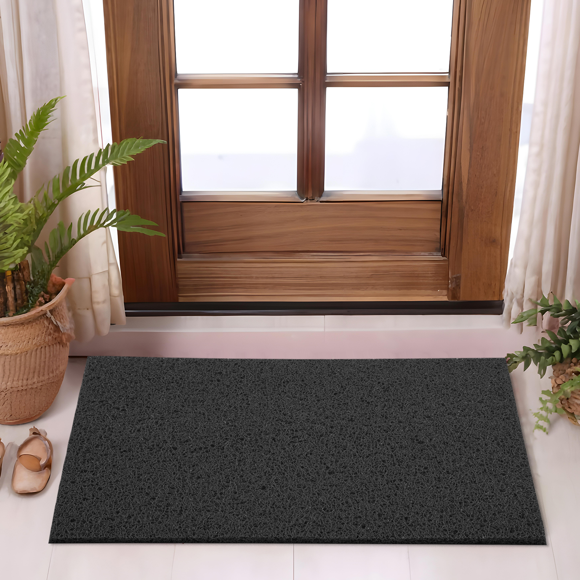 Kuber Industries 16x24 Inch Rubber PVC Water Absorbing Front Floor Mat  Door Mats for Home Entrance Large  Door MatsRugs for Office Bedroom  Kitchen  Anti Slip PaydanFoot Mat  Black